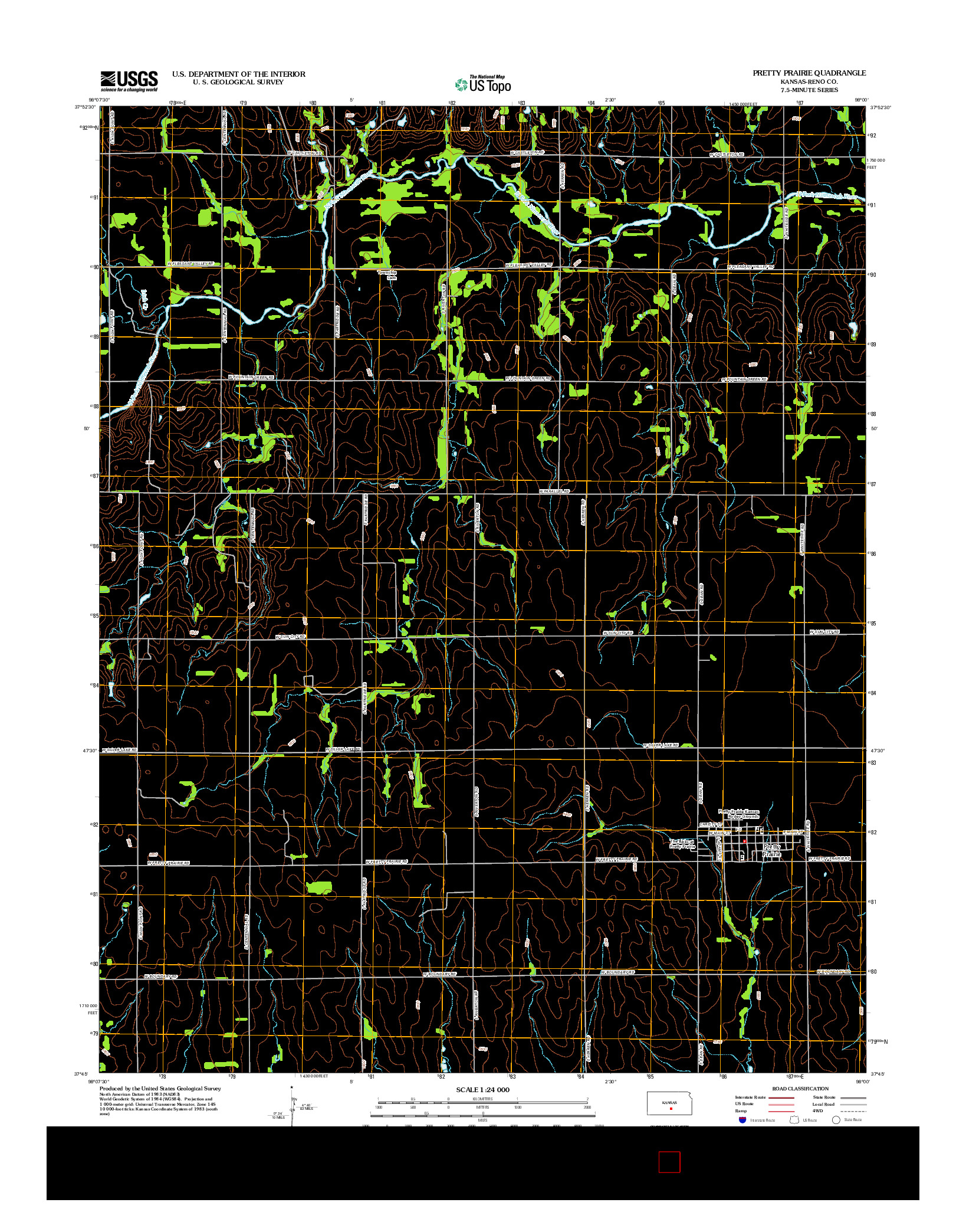 USGS US TOPO 7.5-MINUTE MAP FOR PRETTY PRAIRIE, KS 2012