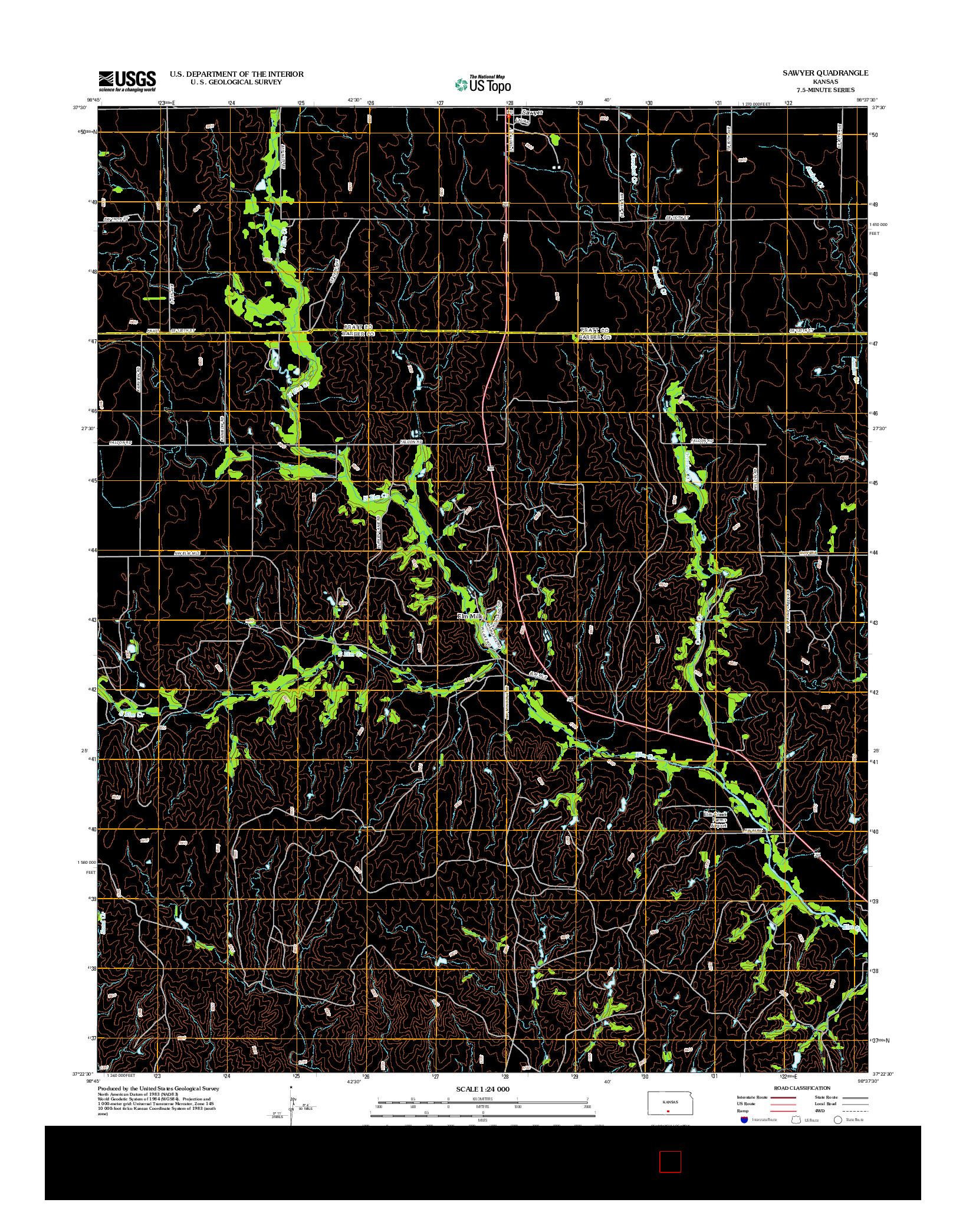 USGS US TOPO 7.5-MINUTE MAP FOR SAWYER, KS 2012