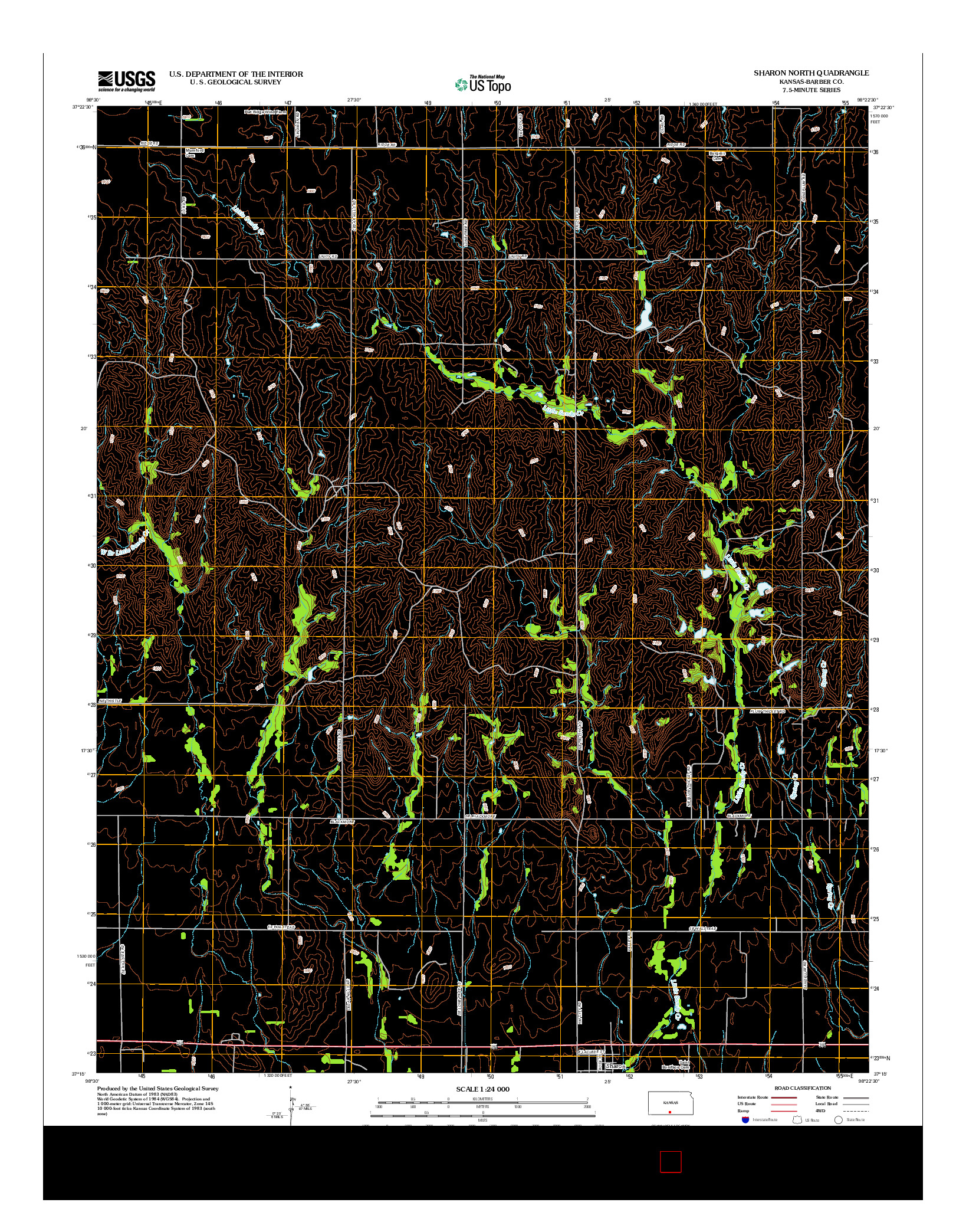 USGS US TOPO 7.5-MINUTE MAP FOR SHARON NORTH, KS 2012