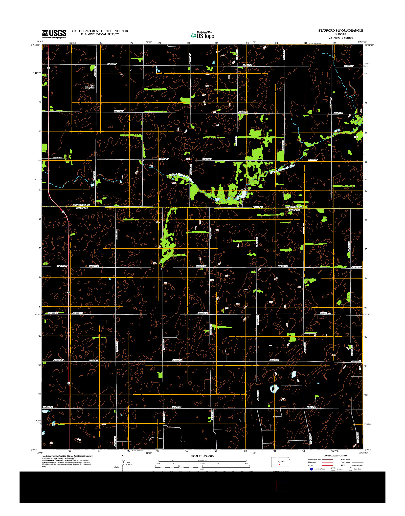 USGS US TOPO 7.5-MINUTE MAP FOR STAFFORD SW, KS 2012