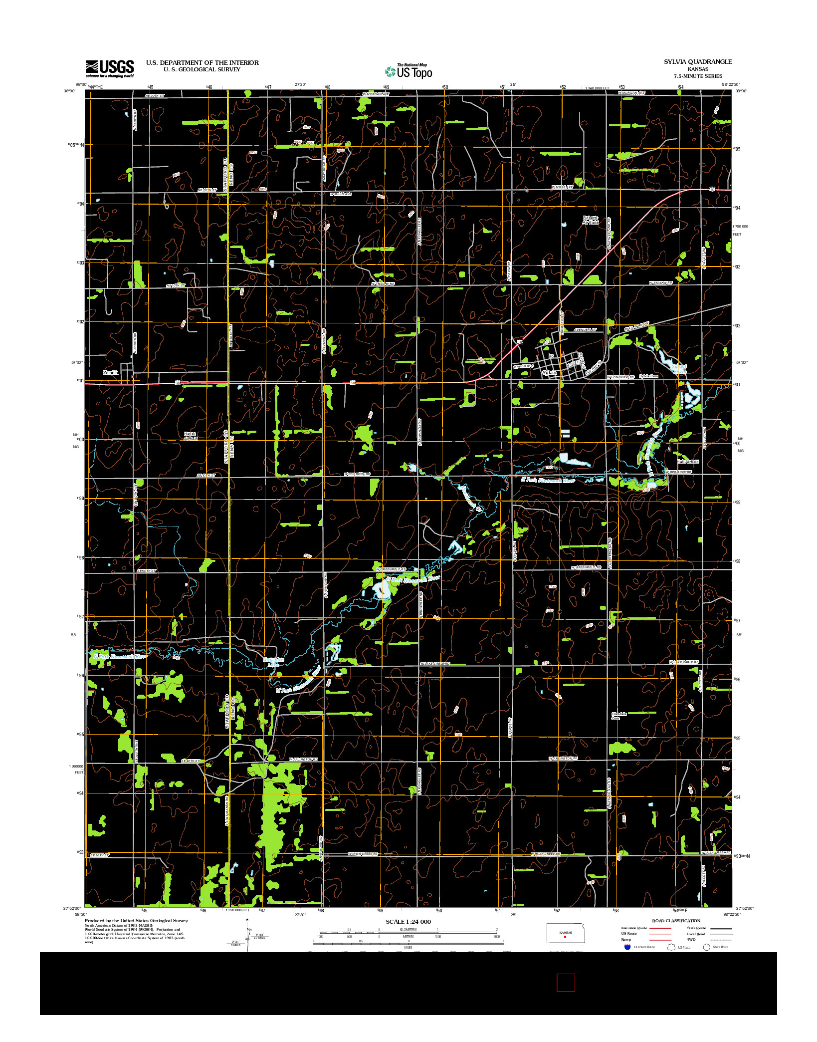 USGS US TOPO 7.5-MINUTE MAP FOR SYLVIA, KS 2012