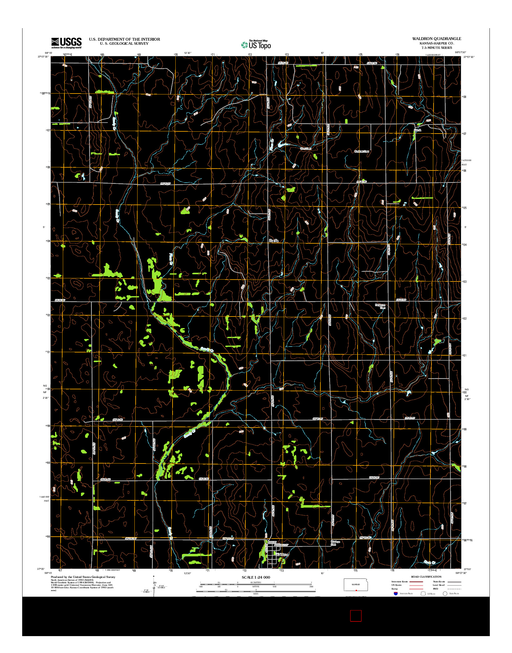 USGS US TOPO 7.5-MINUTE MAP FOR WALDRON, KS 2012