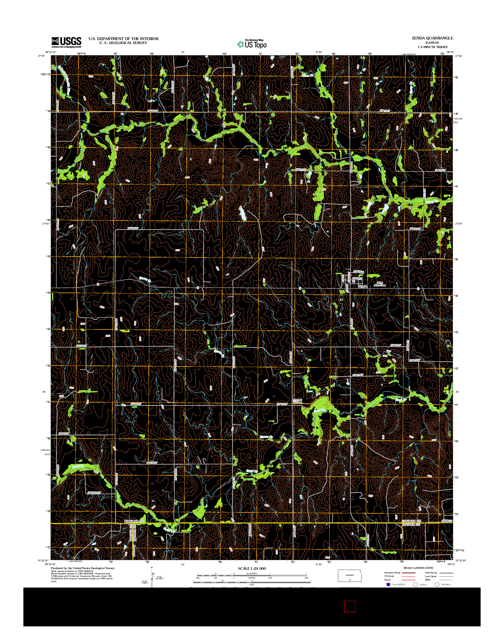 USGS US TOPO 7.5-MINUTE MAP FOR ZENDA, KS 2012