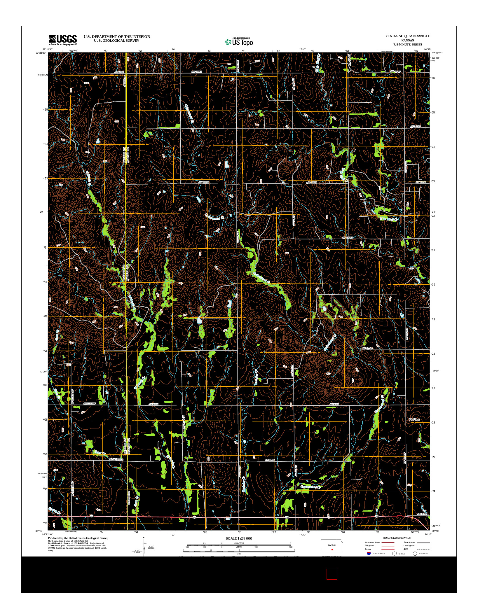 USGS US TOPO 7.5-MINUTE MAP FOR ZENDA SE, KS 2012