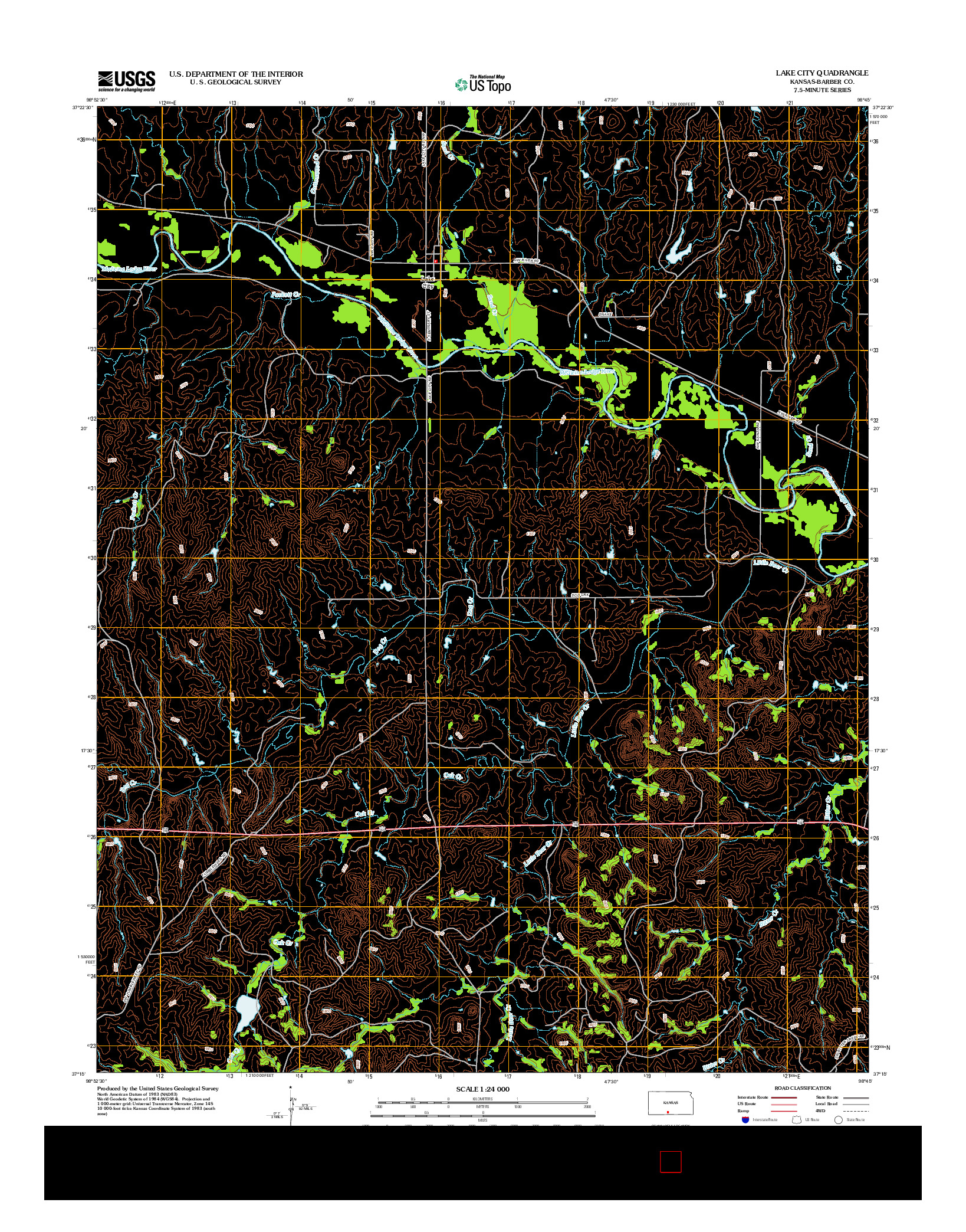 USGS US TOPO 7.5-MINUTE MAP FOR LAKE CITY, KS 2012