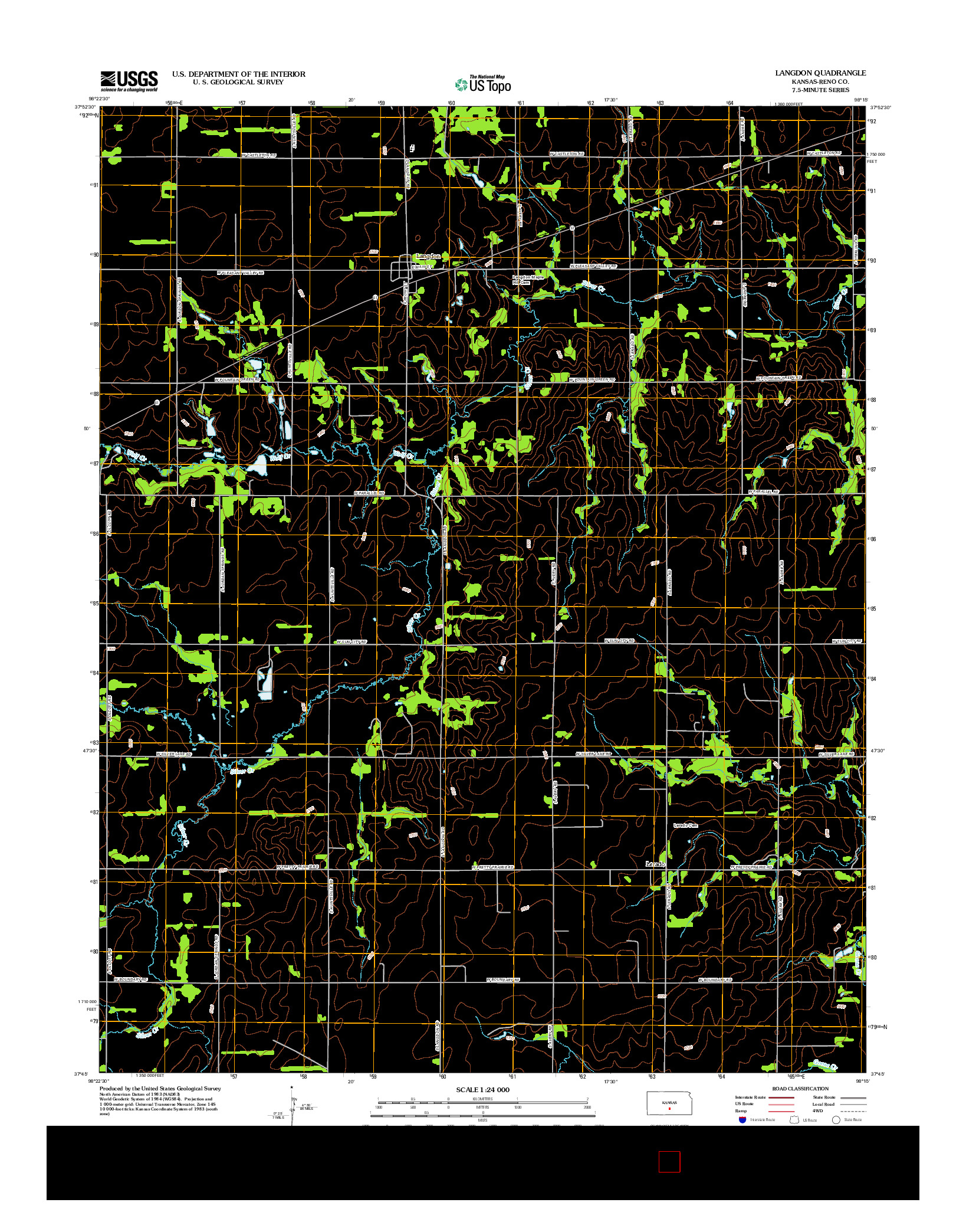 USGS US TOPO 7.5-MINUTE MAP FOR LANGDON, KS 2012