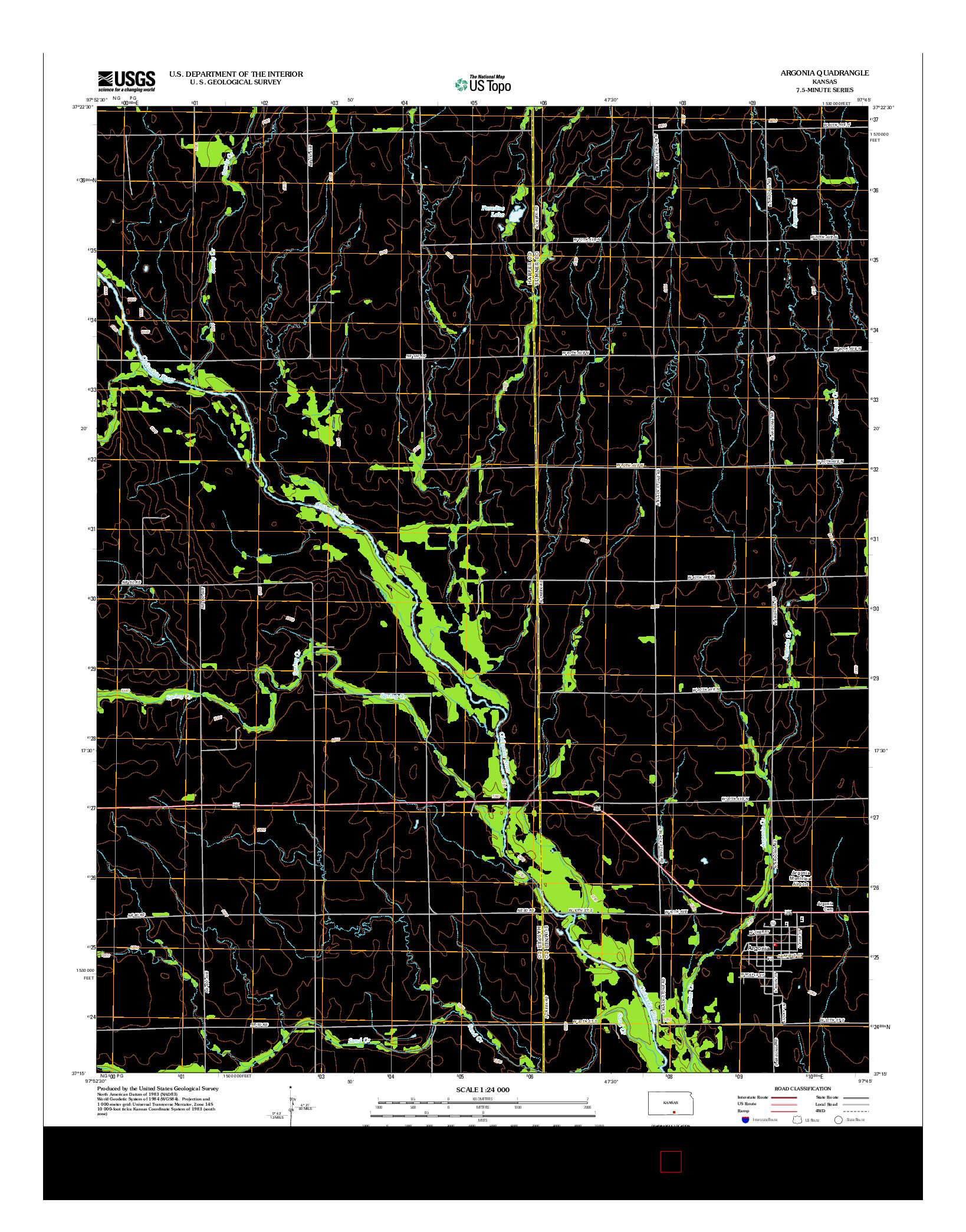 USGS US TOPO 7.5-MINUTE MAP FOR ARGONIA, KS 2012