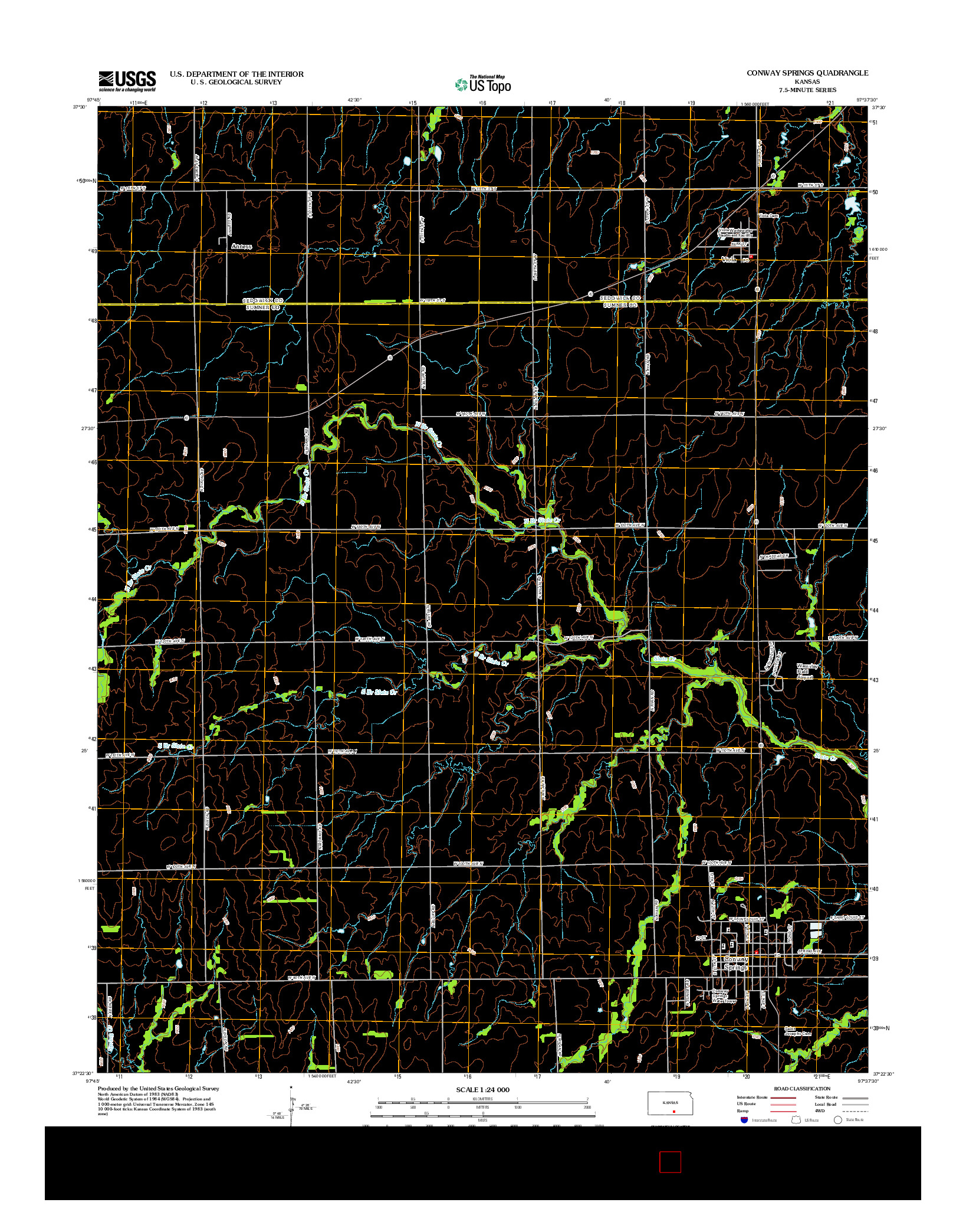 USGS US TOPO 7.5-MINUTE MAP FOR CONWAY SPRINGS, KS 2012