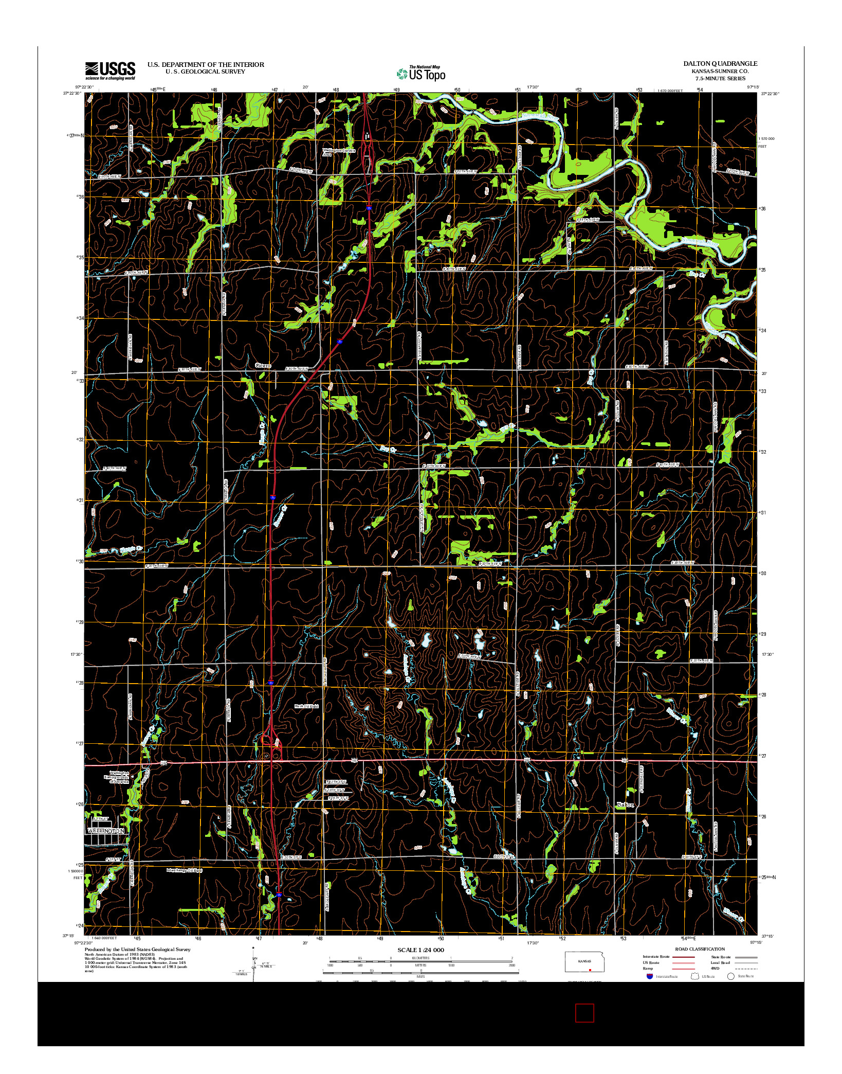 USGS US TOPO 7.5-MINUTE MAP FOR DALTON, KS 2012