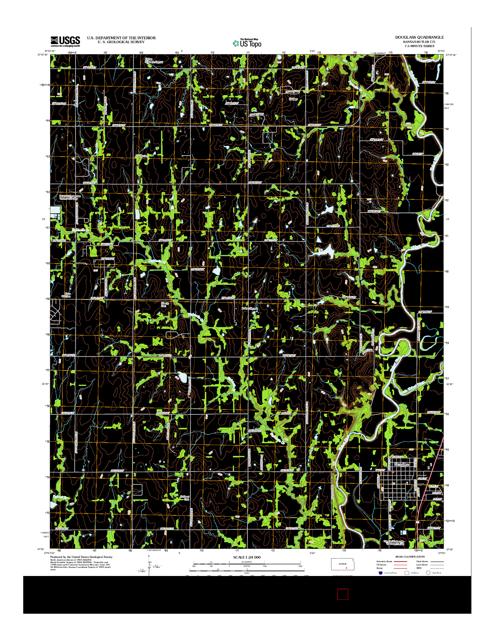 USGS US TOPO 7.5-MINUTE MAP FOR DOUGLASS, KS 2012