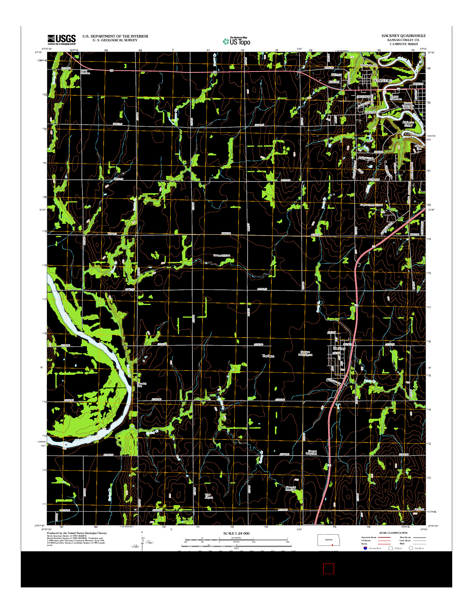 USGS US TOPO 7.5-MINUTE MAP FOR HACKNEY, KS 2012