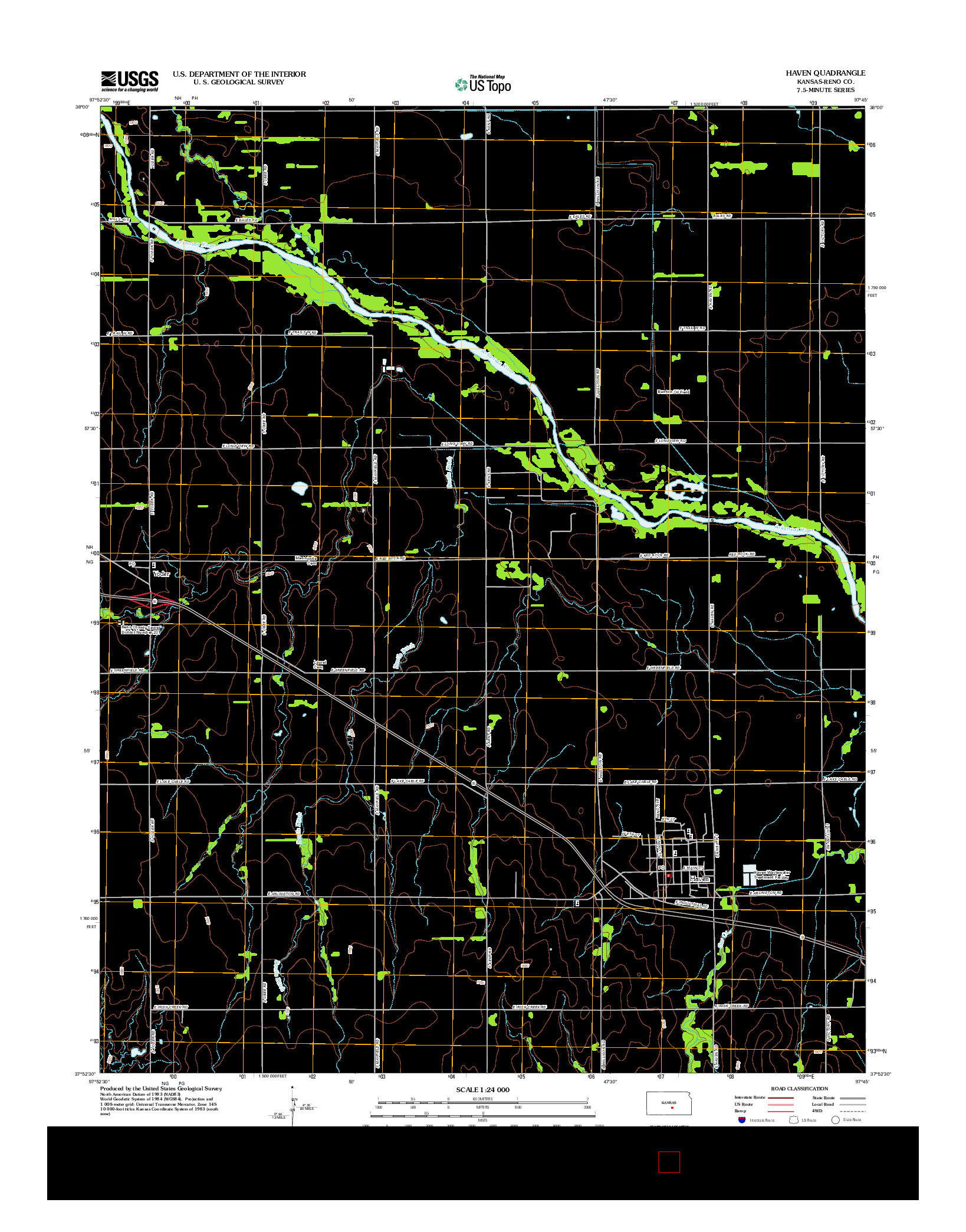 USGS US TOPO 7.5-MINUTE MAP FOR HAVEN, KS 2012