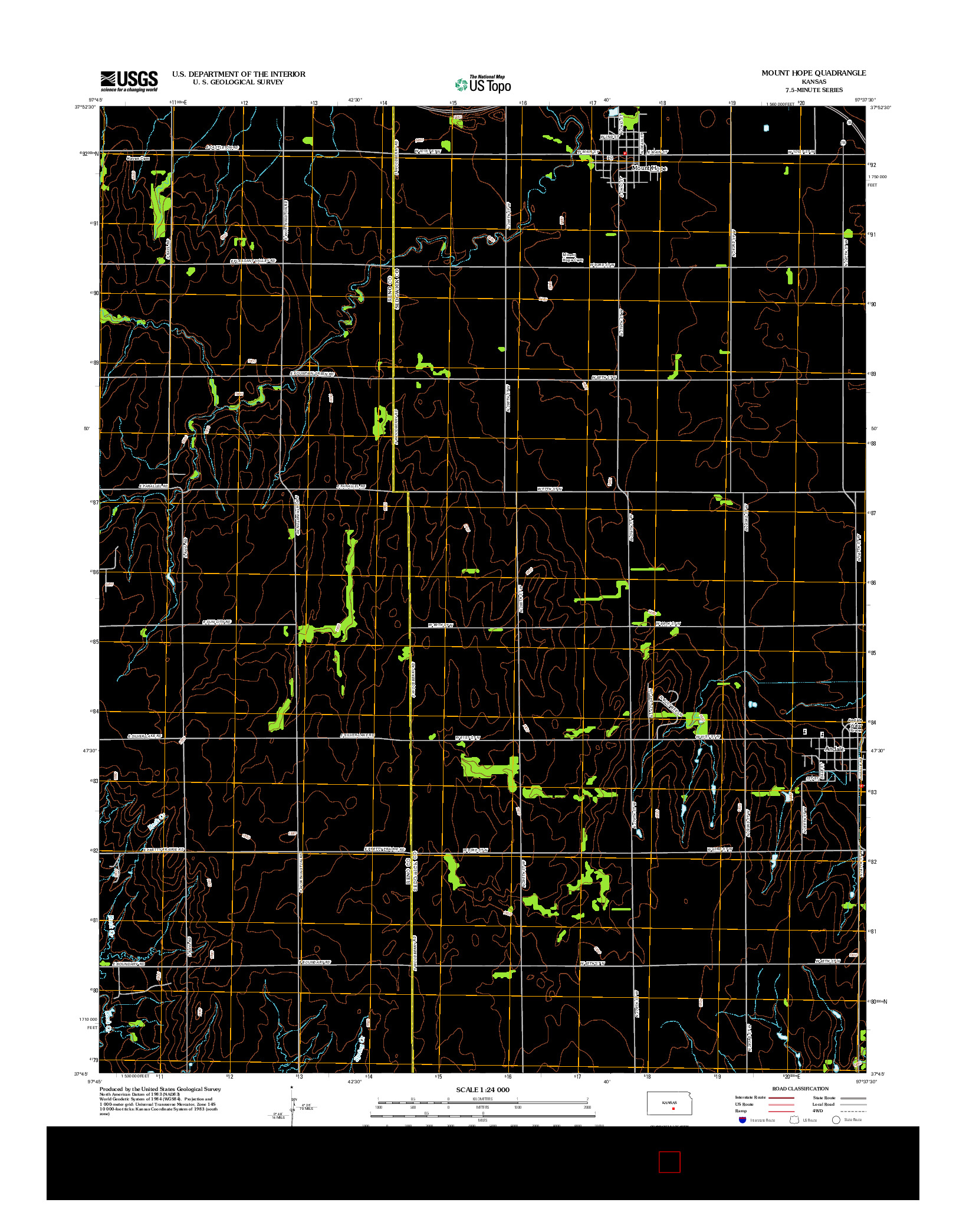 USGS US TOPO 7.5-MINUTE MAP FOR MOUNT HOPE, KS 2012