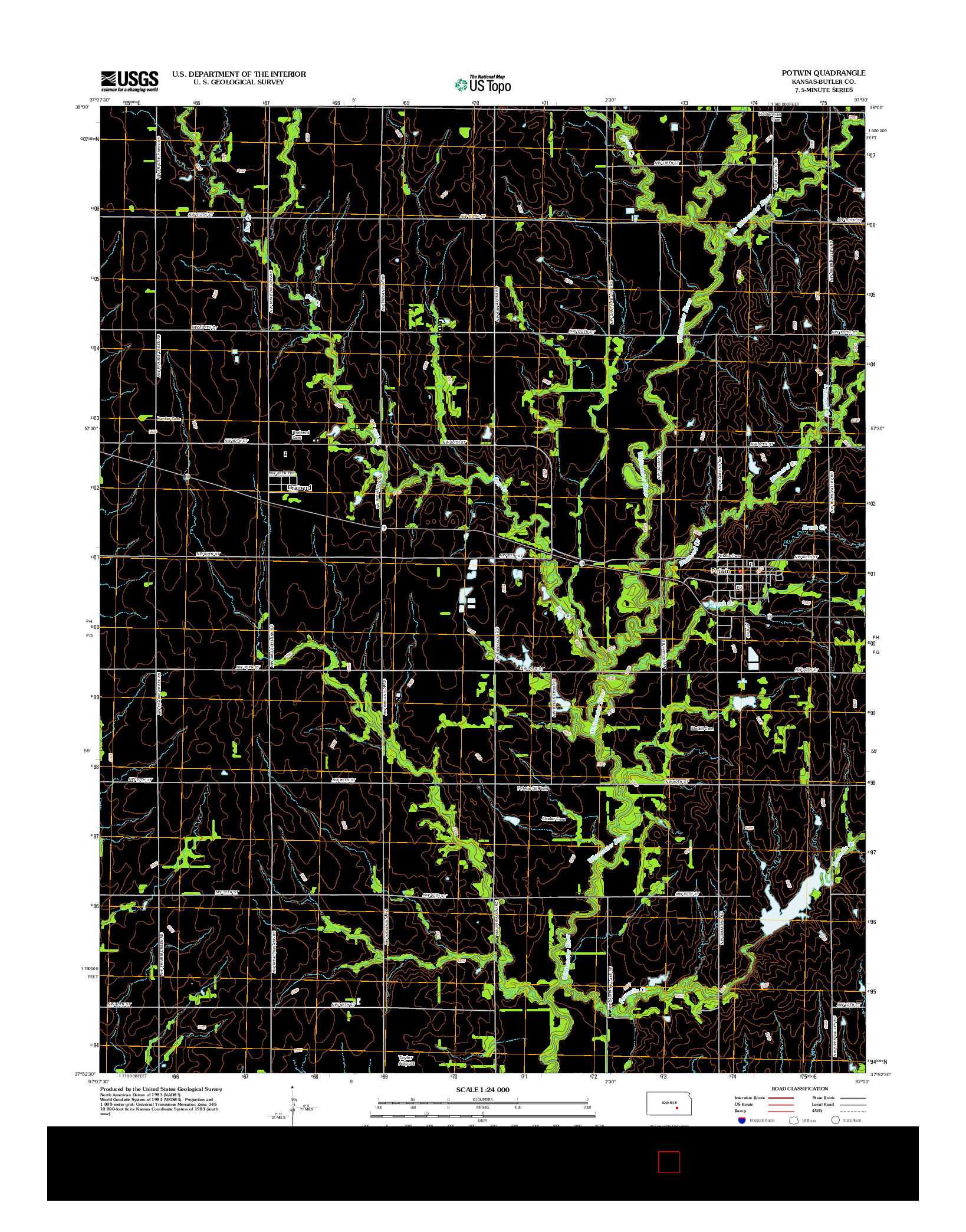 USGS US TOPO 7.5-MINUTE MAP FOR POTWIN, KS 2012