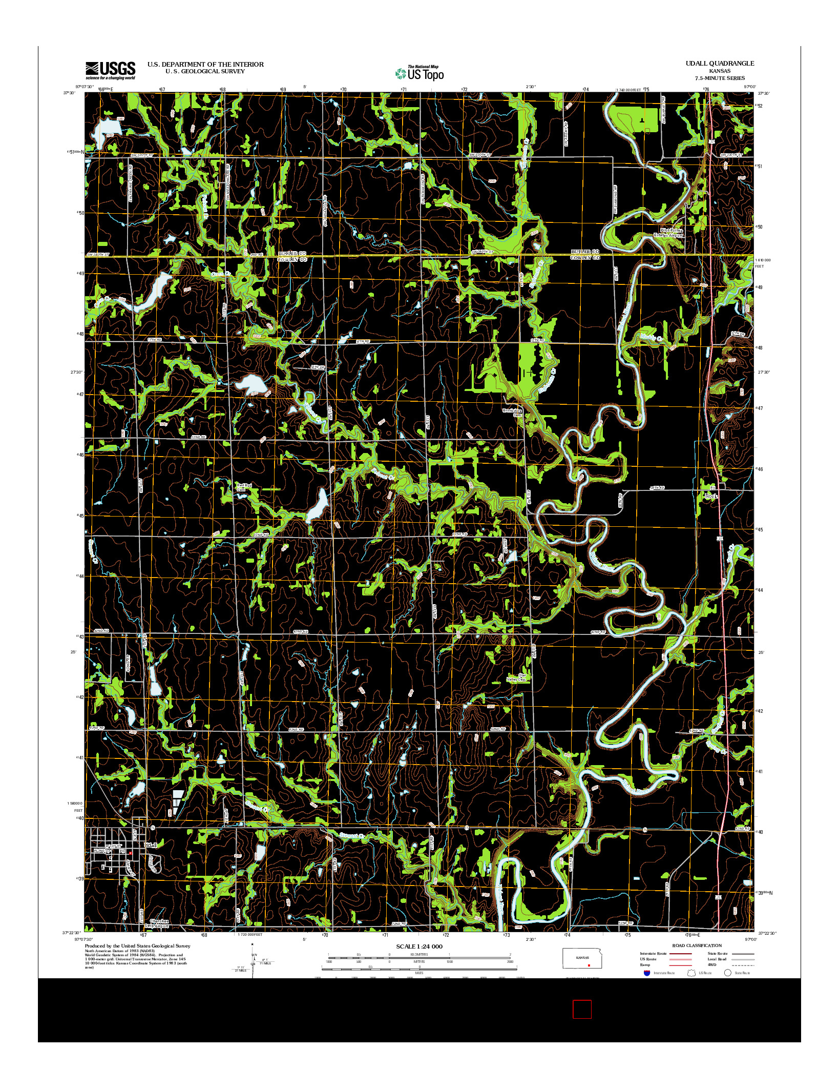 USGS US TOPO 7.5-MINUTE MAP FOR UDALL, KS 2012