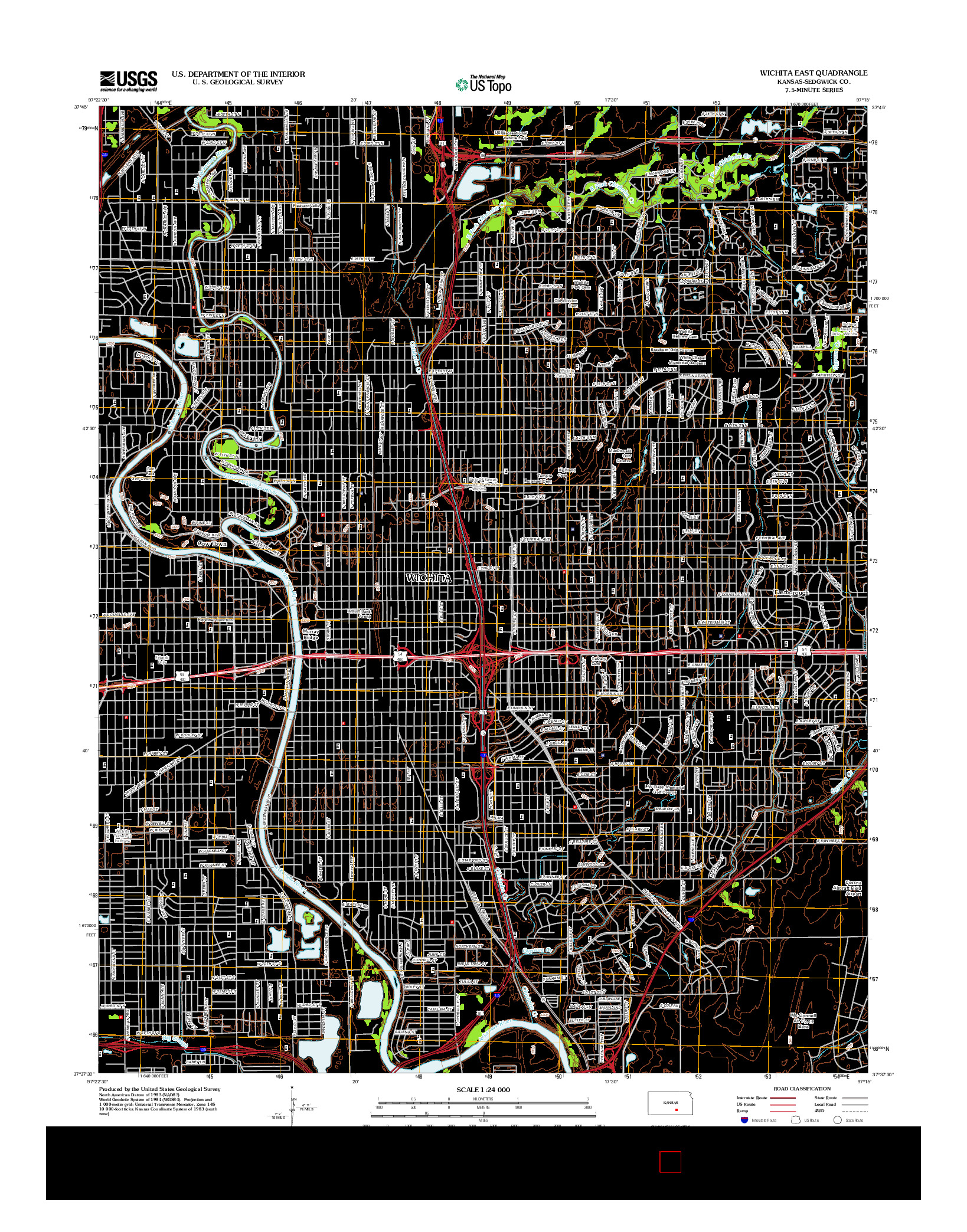 USGS US TOPO 7.5-MINUTE MAP FOR WICHITA EAST, KS 2012