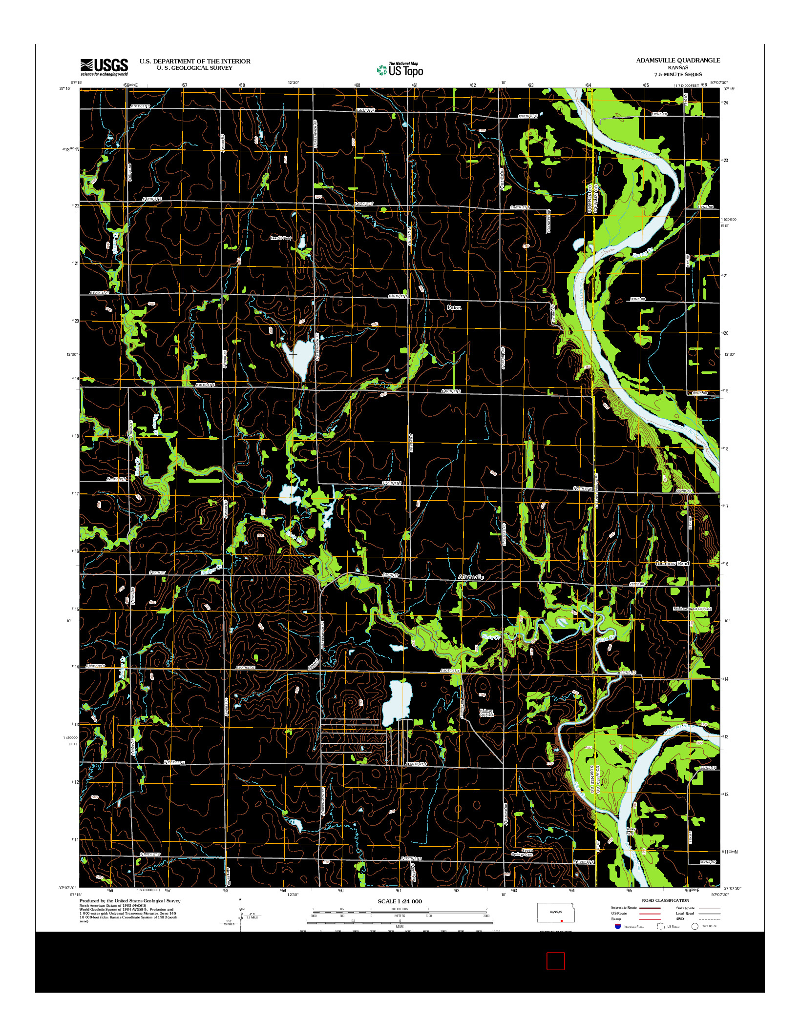 USGS US TOPO 7.5-MINUTE MAP FOR ADAMSVILLE, KS 2012