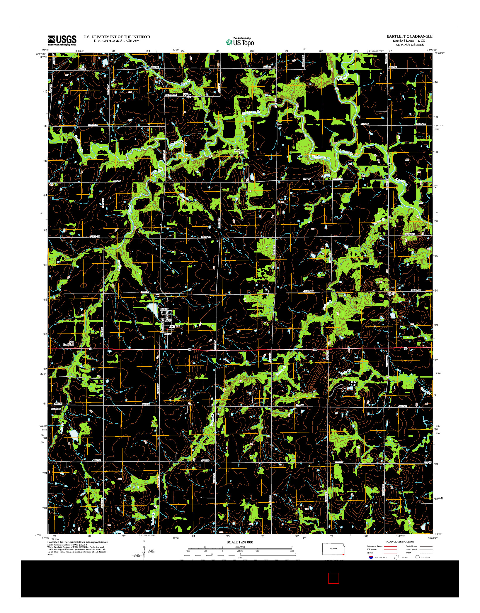 USGS US TOPO 7.5-MINUTE MAP FOR BARTLETT, KS 2012