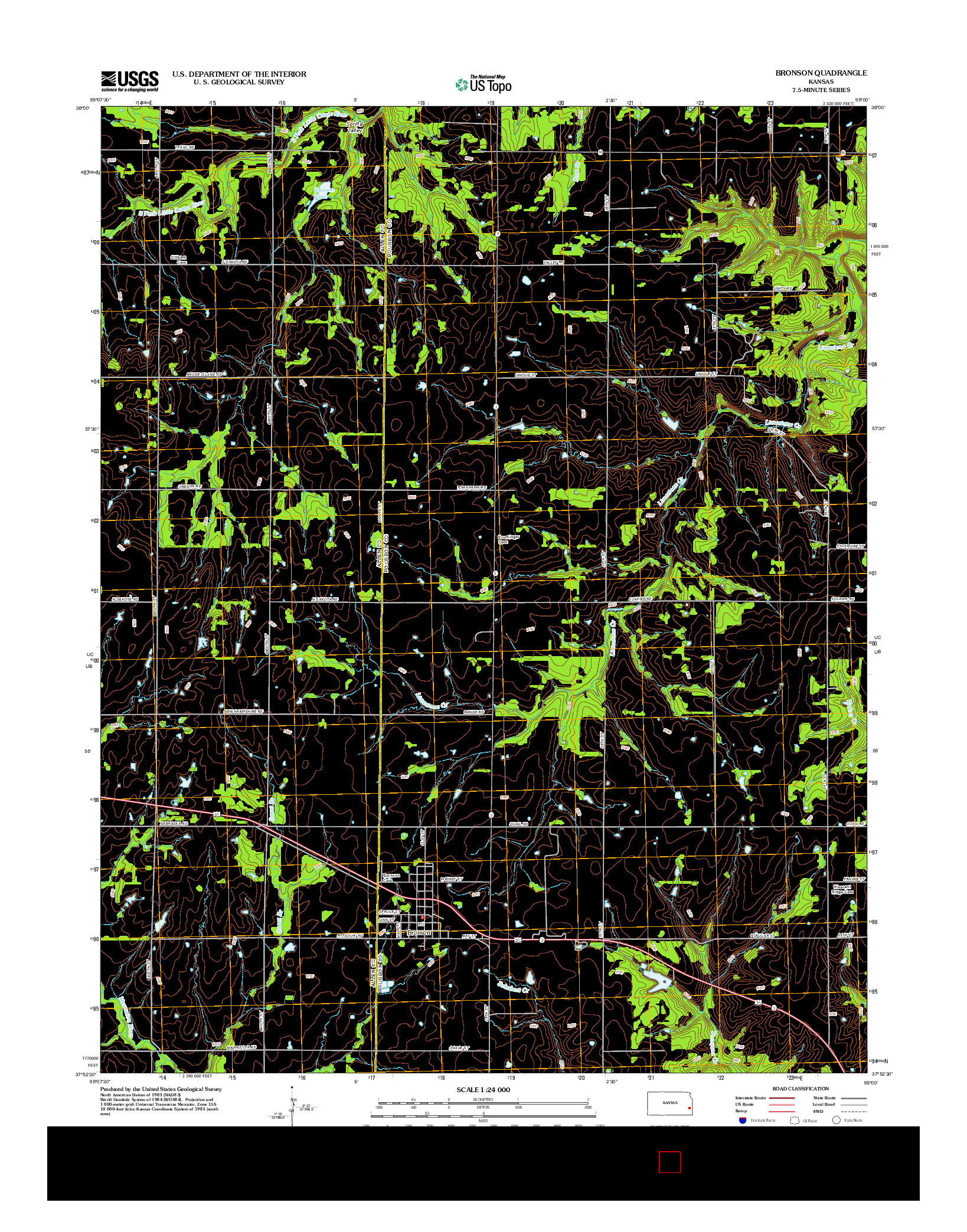 USGS US TOPO 7.5-MINUTE MAP FOR BRONSON, KS 2012