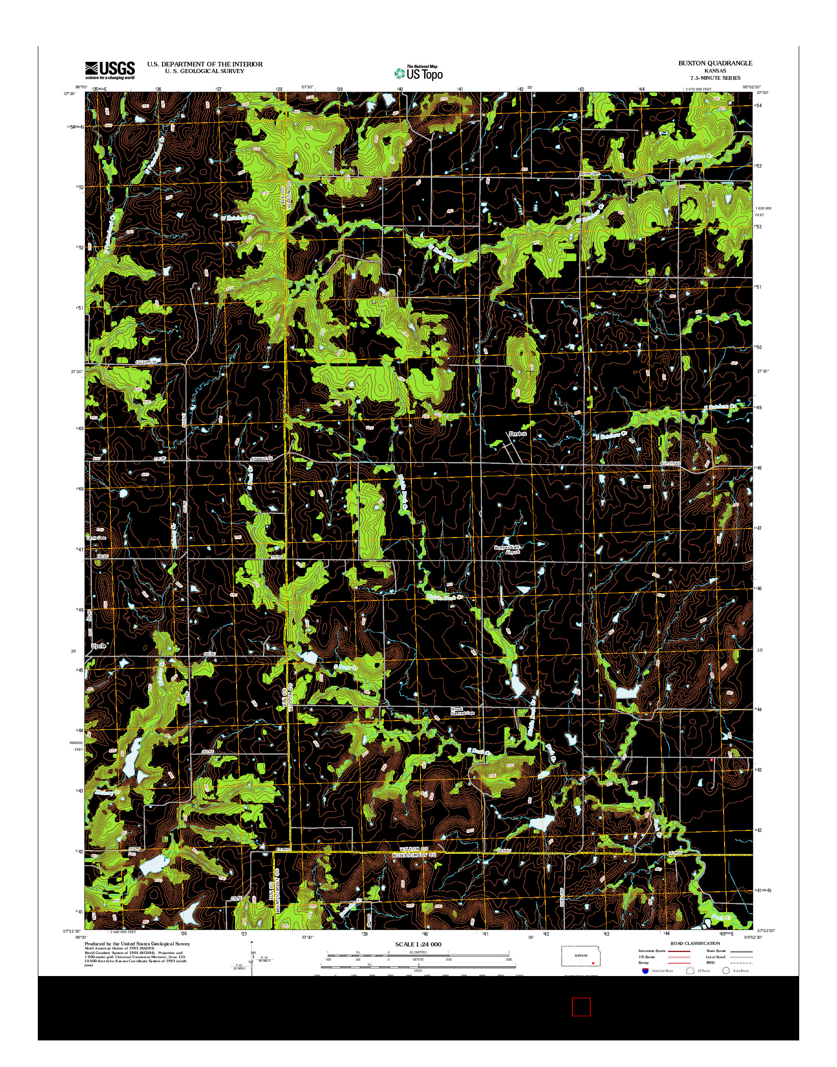 USGS US TOPO 7.5-MINUTE MAP FOR BUXTON, KS 2012