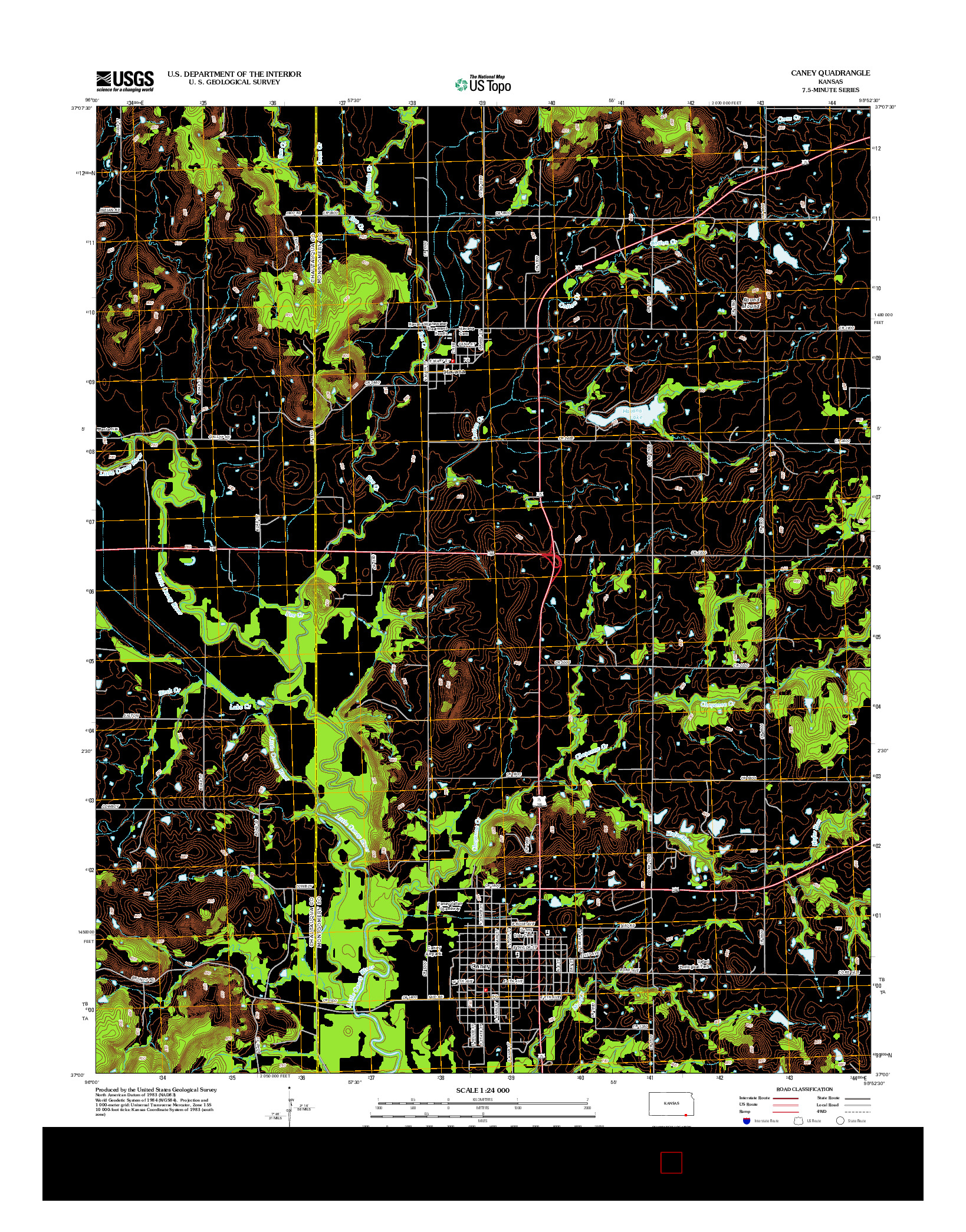 USGS US TOPO 7.5-MINUTE MAP FOR CANEY, KS 2012