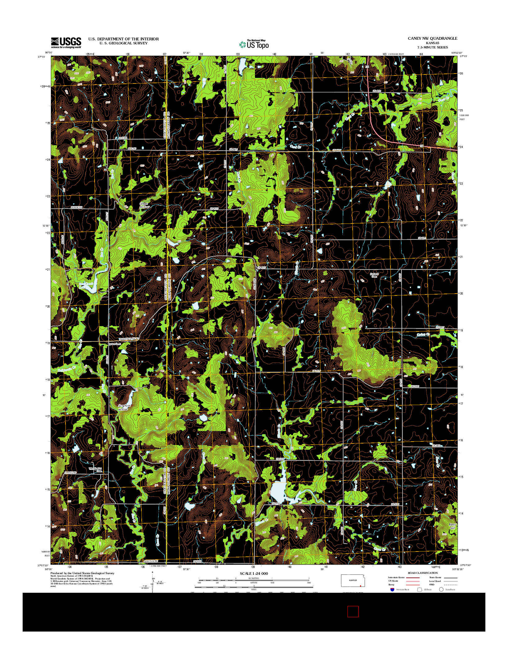 USGS US TOPO 7.5-MINUTE MAP FOR CANEY NW, KS 2012