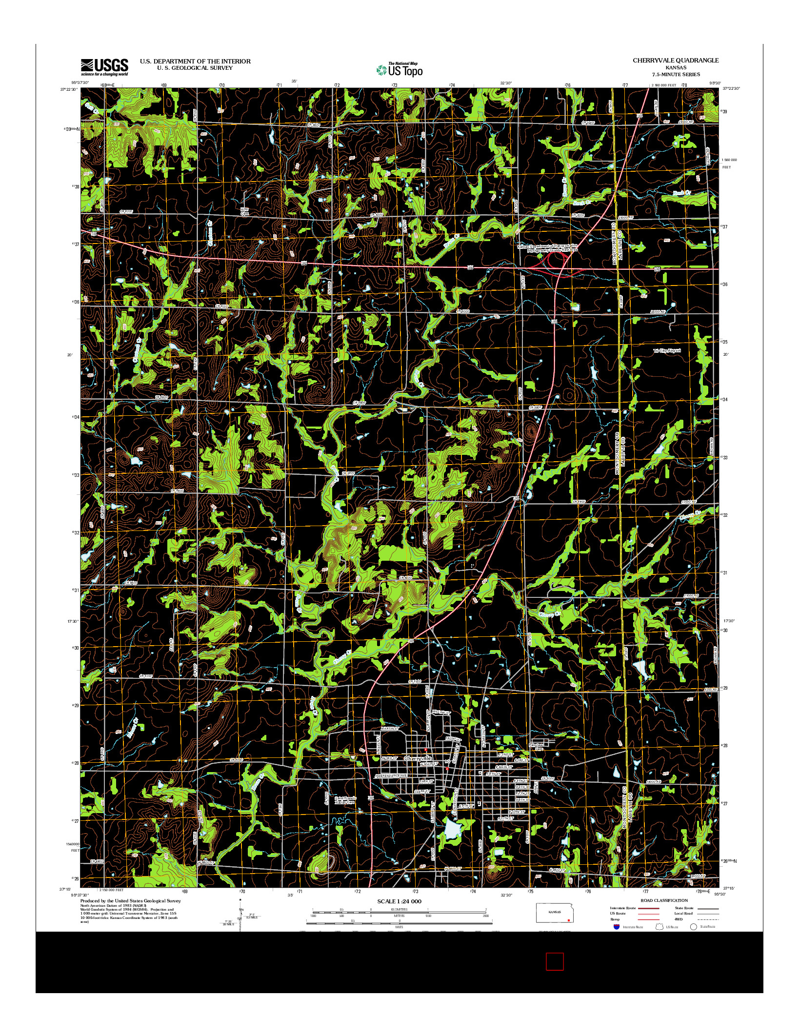 USGS US TOPO 7.5-MINUTE MAP FOR CHERRYVALE, KS 2012
