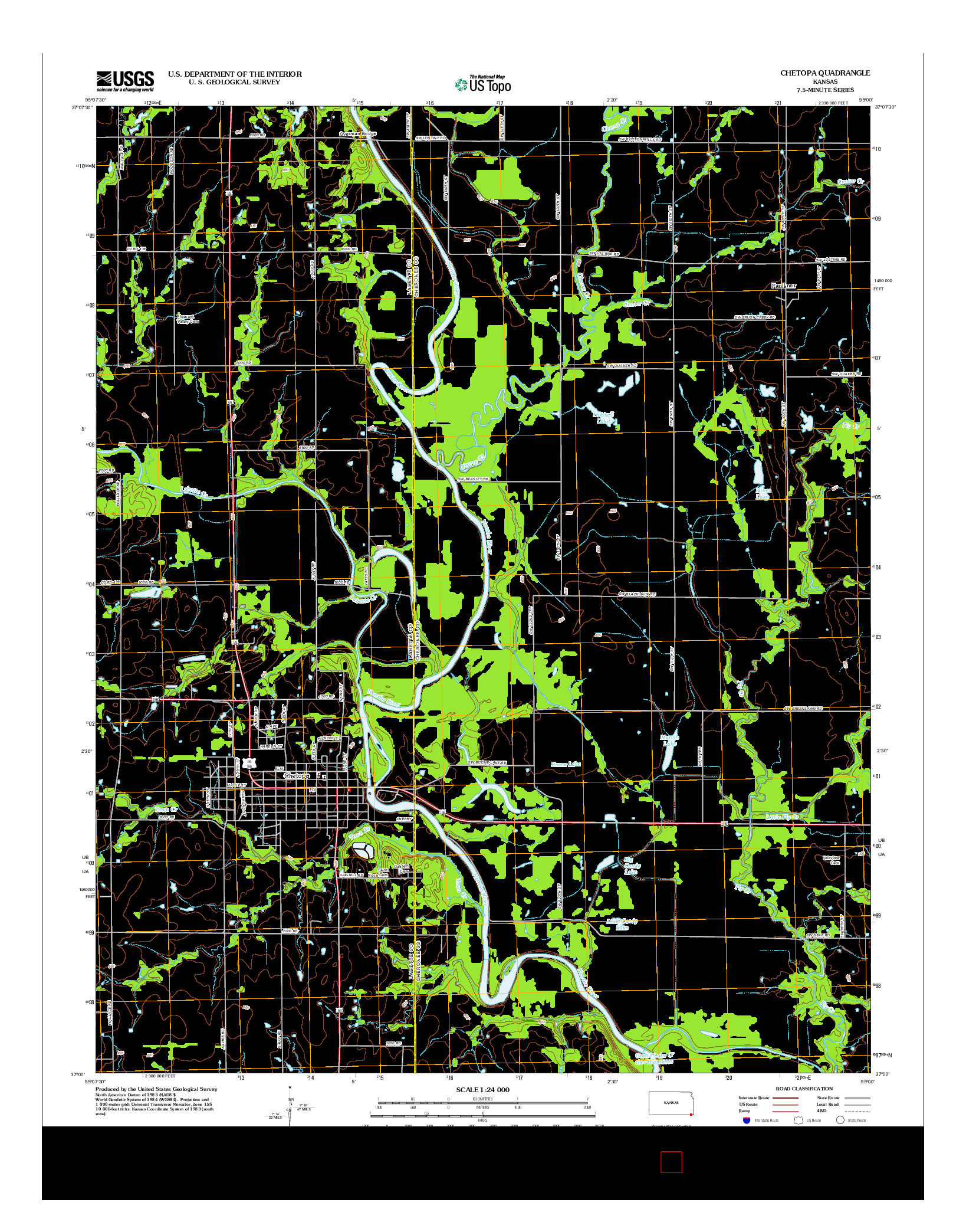 USGS US TOPO 7.5-MINUTE MAP FOR CHETOPA, KS 2012