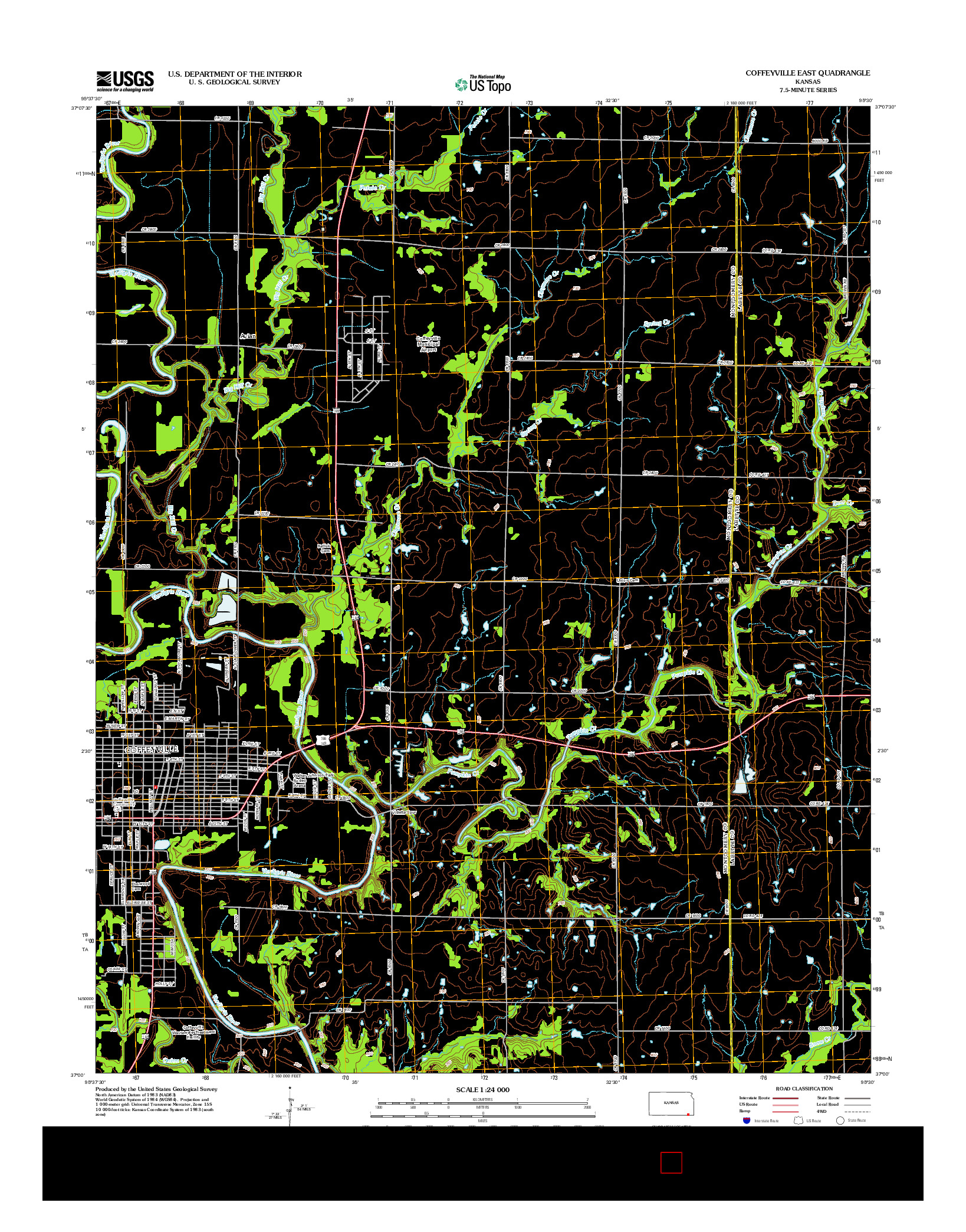USGS US TOPO 7.5-MINUTE MAP FOR COFFEYVILLE EAST, KS 2012
