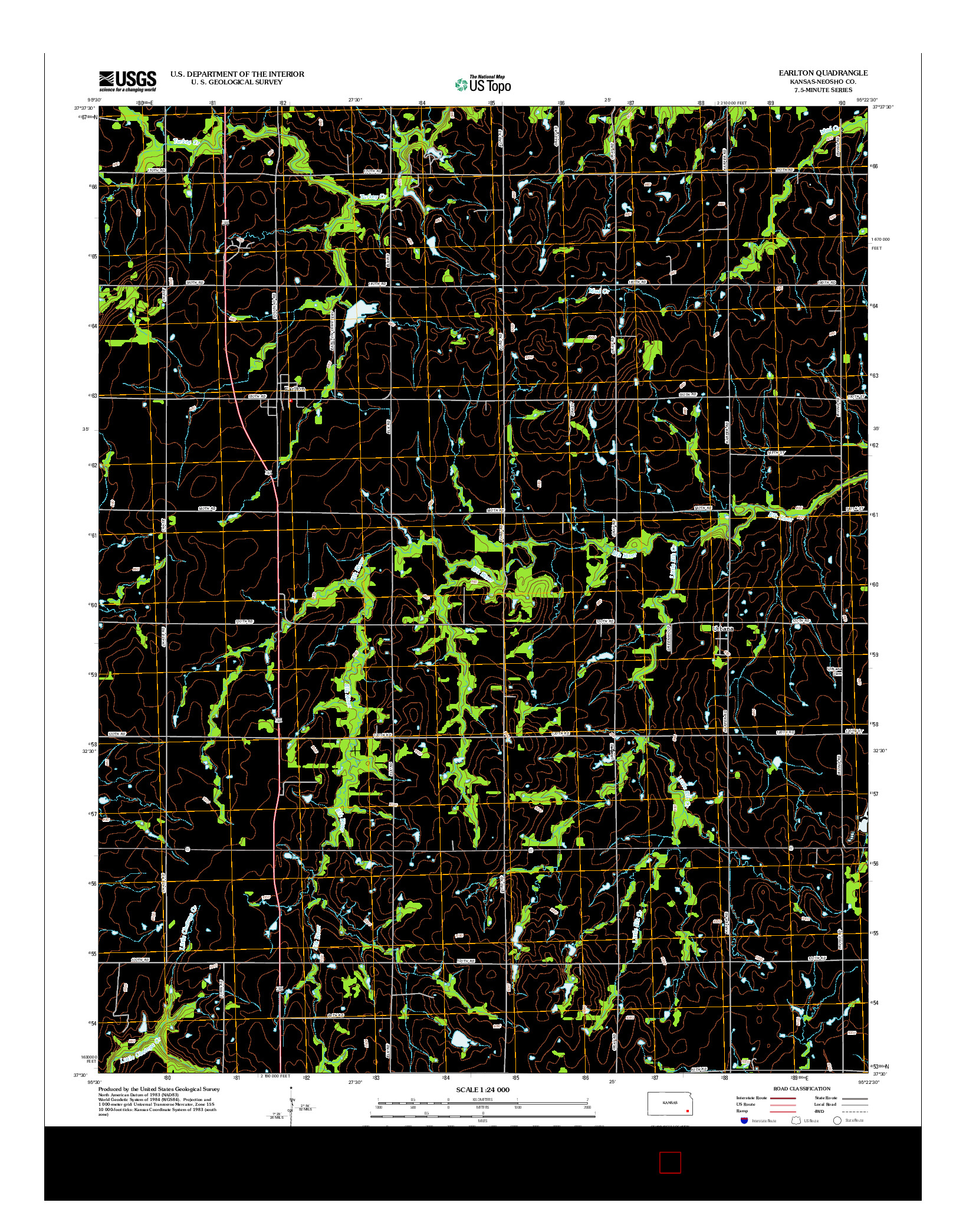 USGS US TOPO 7.5-MINUTE MAP FOR EARLTON, KS 2012