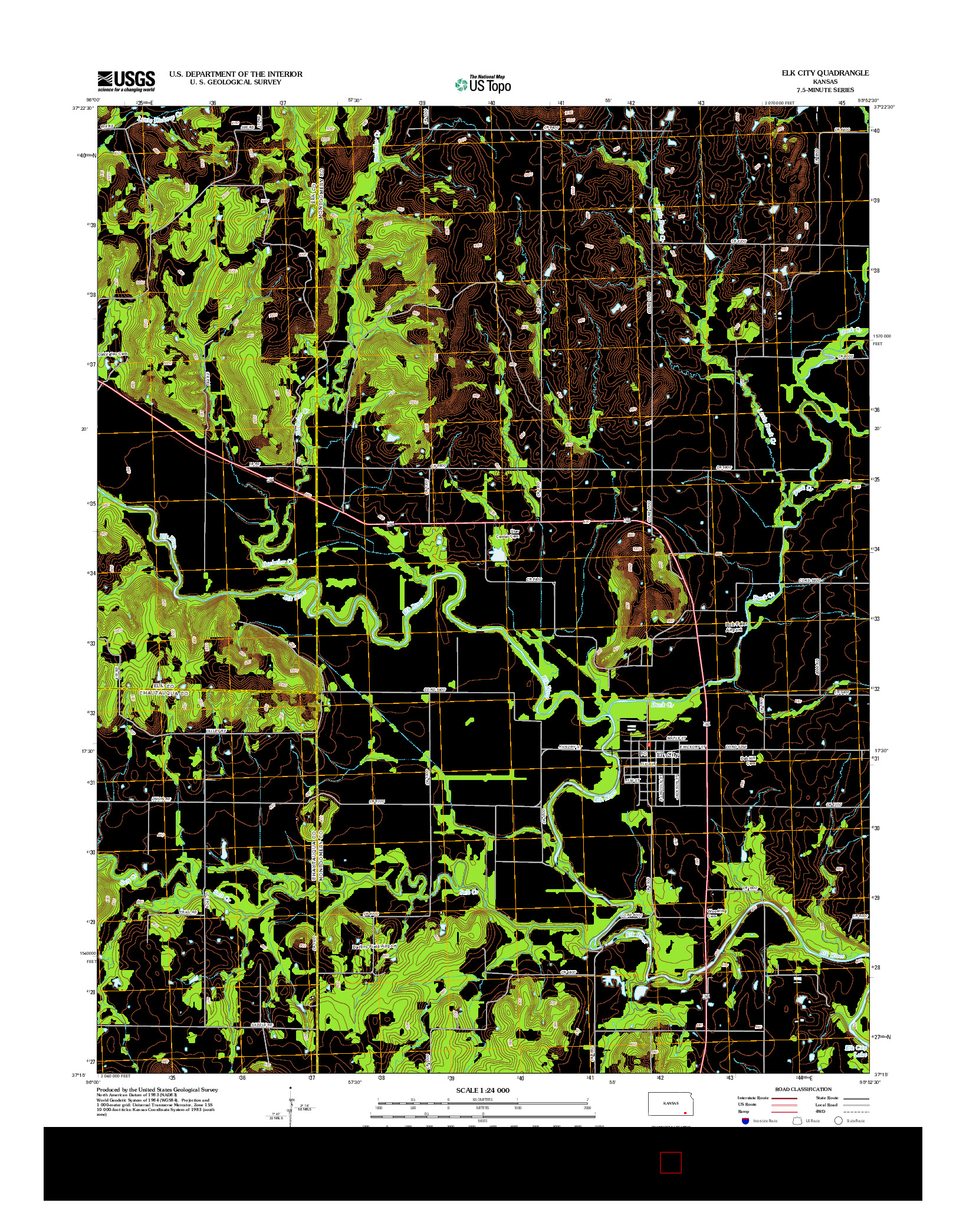 USGS US TOPO 7.5-MINUTE MAP FOR ELK CITY, KS 2012