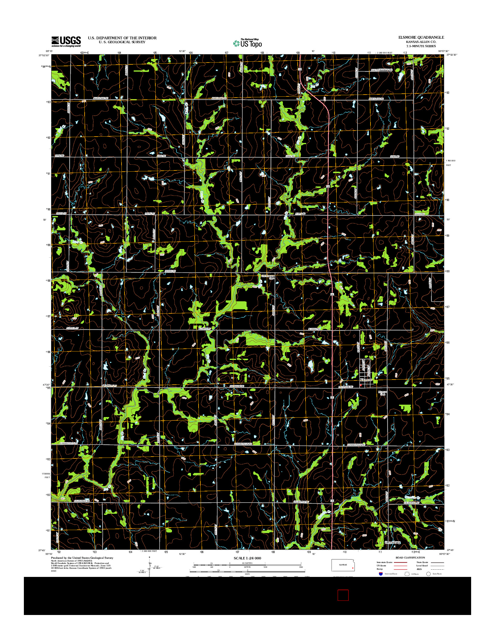 USGS US TOPO 7.5-MINUTE MAP FOR ELSMORE, KS 2012