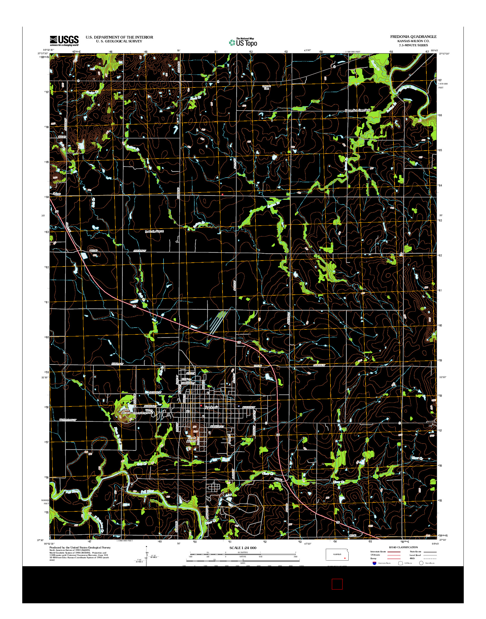 USGS US TOPO 7.5-MINUTE MAP FOR FREDONIA, KS 2012