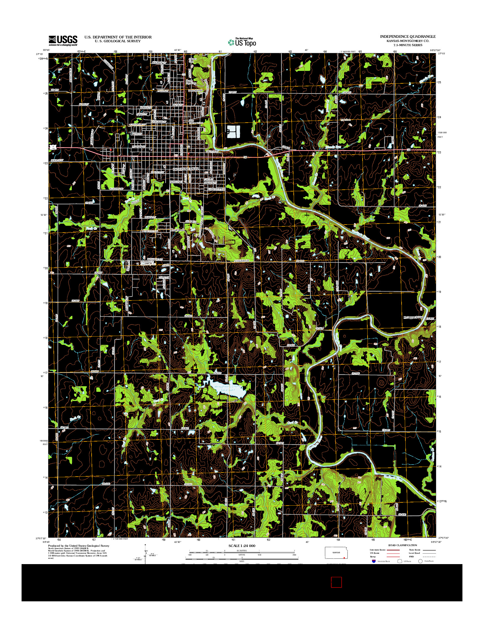 USGS US TOPO 7.5-MINUTE MAP FOR INDEPENDENCE, KS 2012