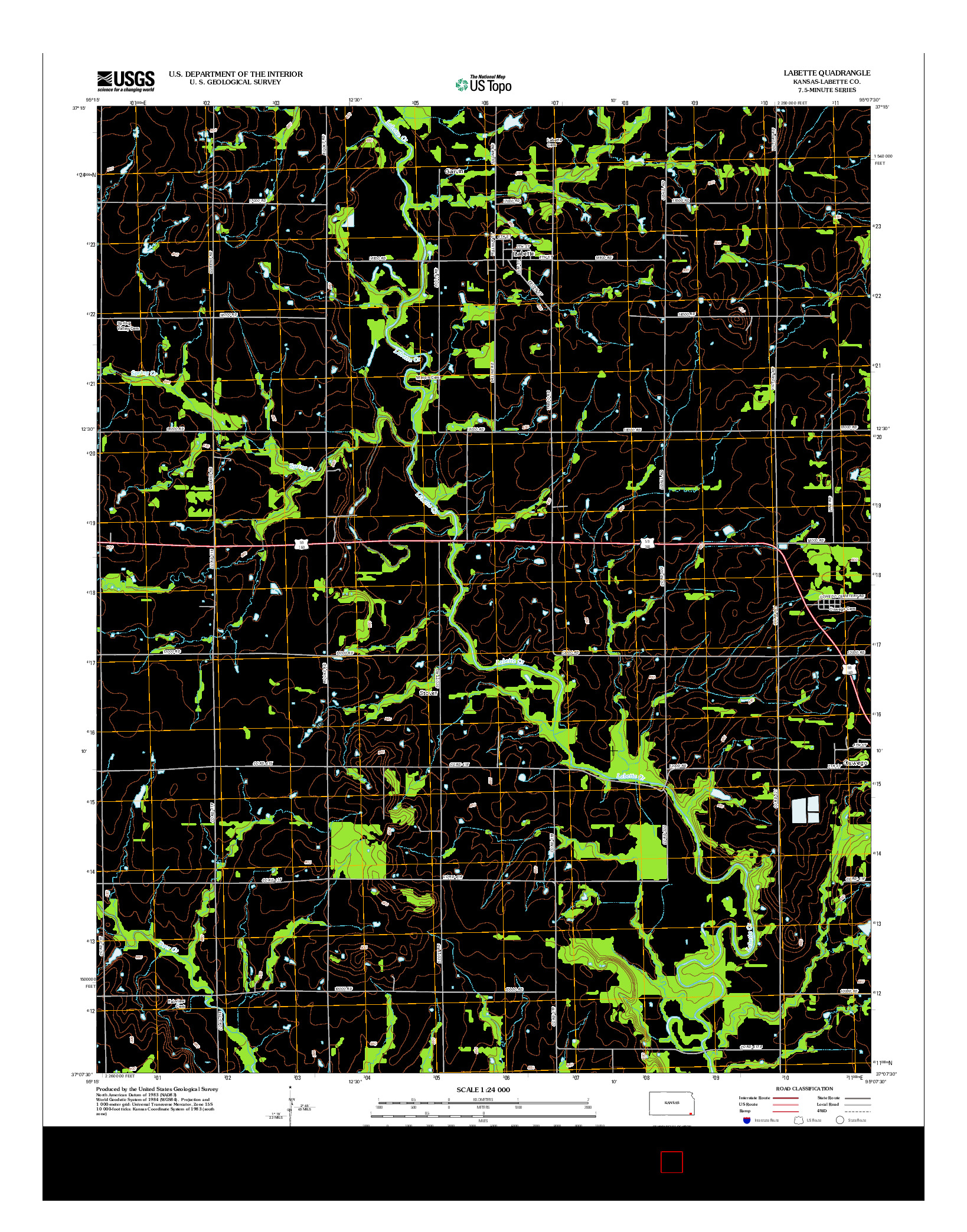 USGS US TOPO 7.5-MINUTE MAP FOR LABETTE, KS 2012