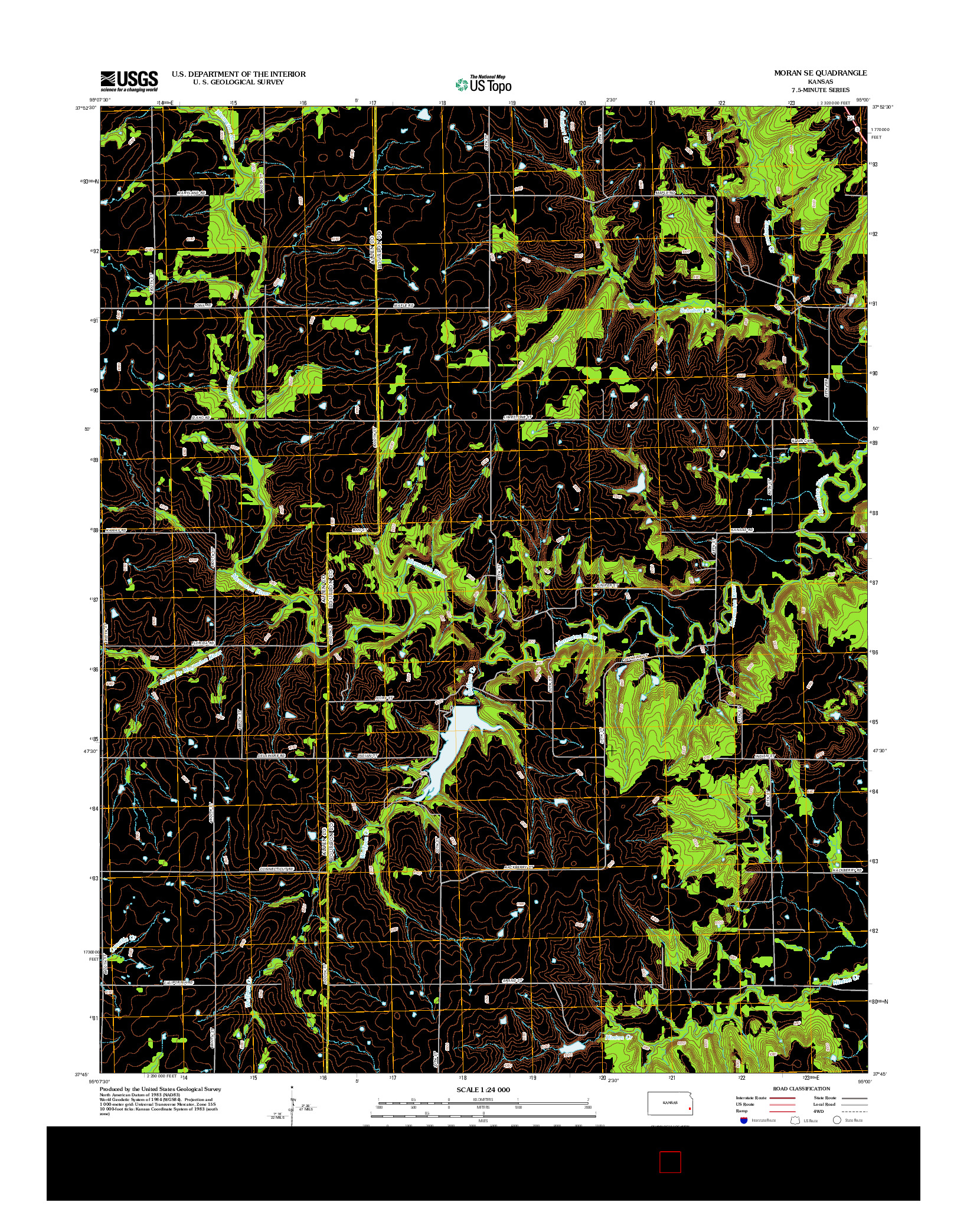 USGS US TOPO 7.5-MINUTE MAP FOR MORAN SE, KS 2012
