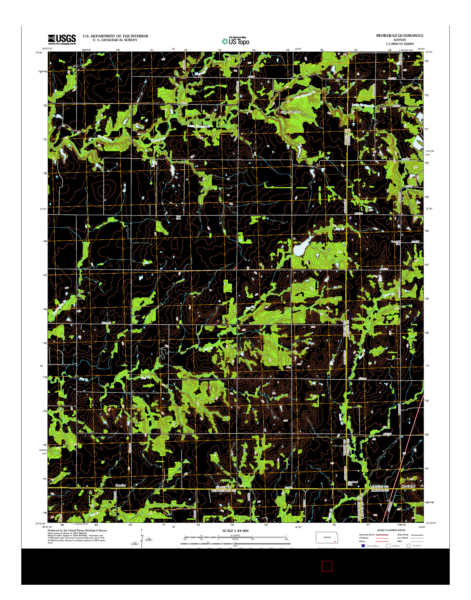 USGS US TOPO 7.5-MINUTE MAP FOR MOREHEAD, KS 2012