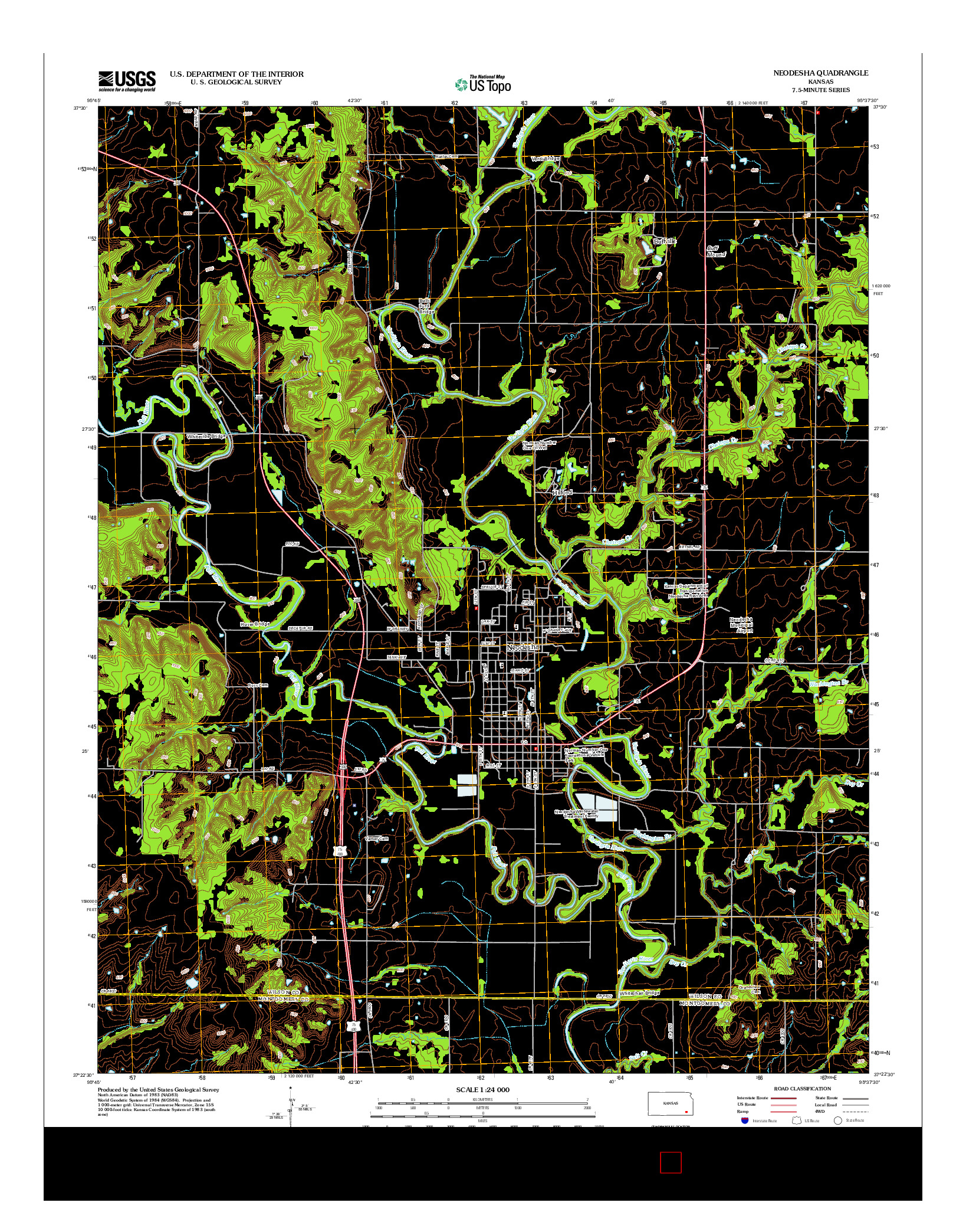 USGS US TOPO 7.5-MINUTE MAP FOR NEODESHA, KS 2012