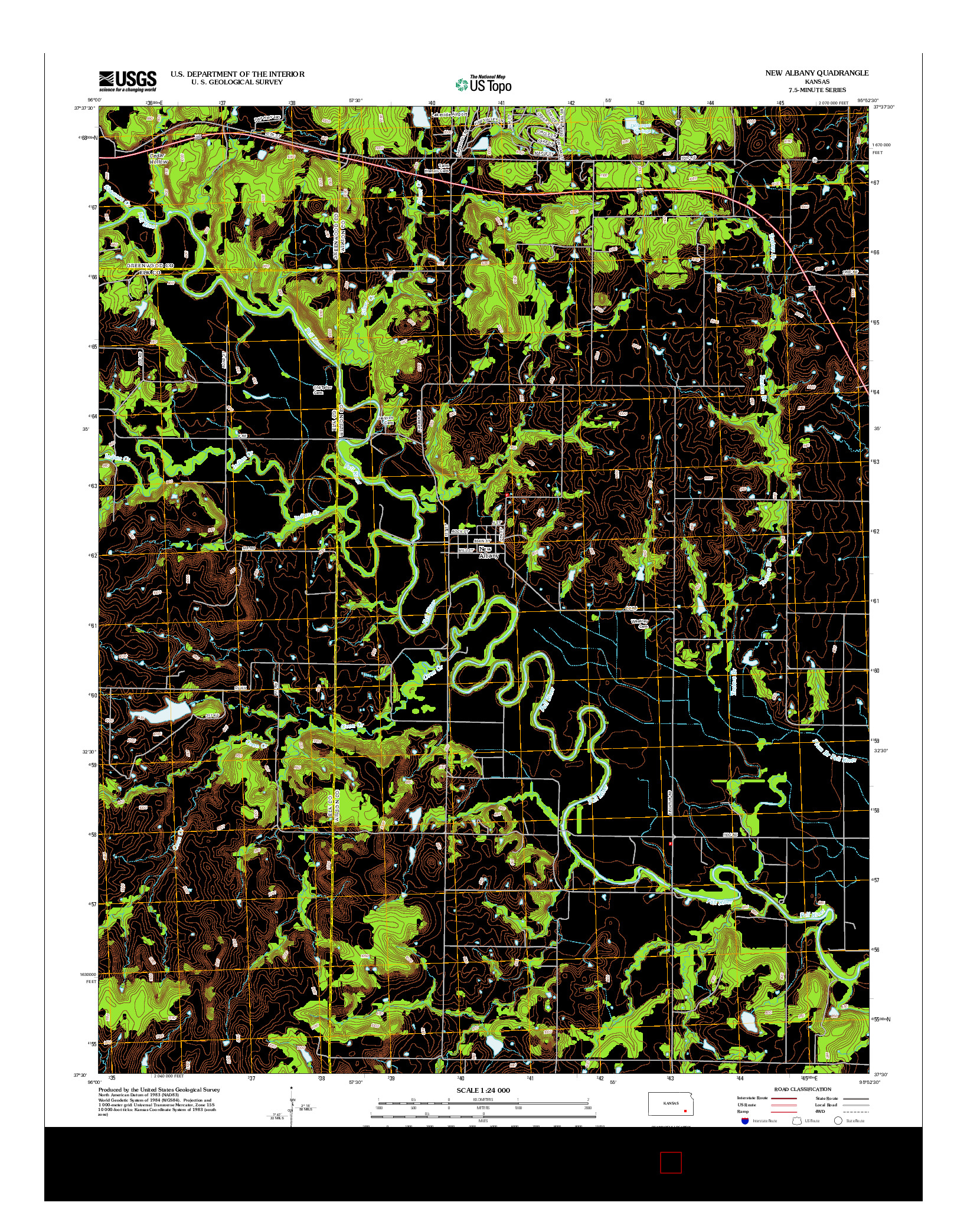 USGS US TOPO 7.5-MINUTE MAP FOR NEW ALBANY, KS 2012