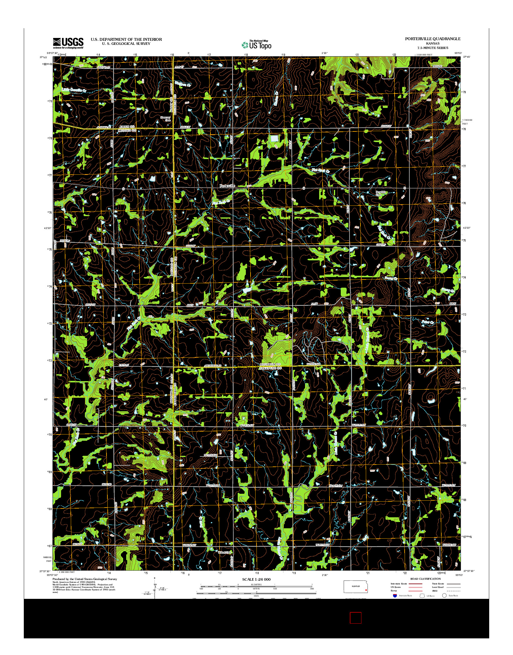 USGS US TOPO 7.5-MINUTE MAP FOR PORTERVILLE, KS 2012