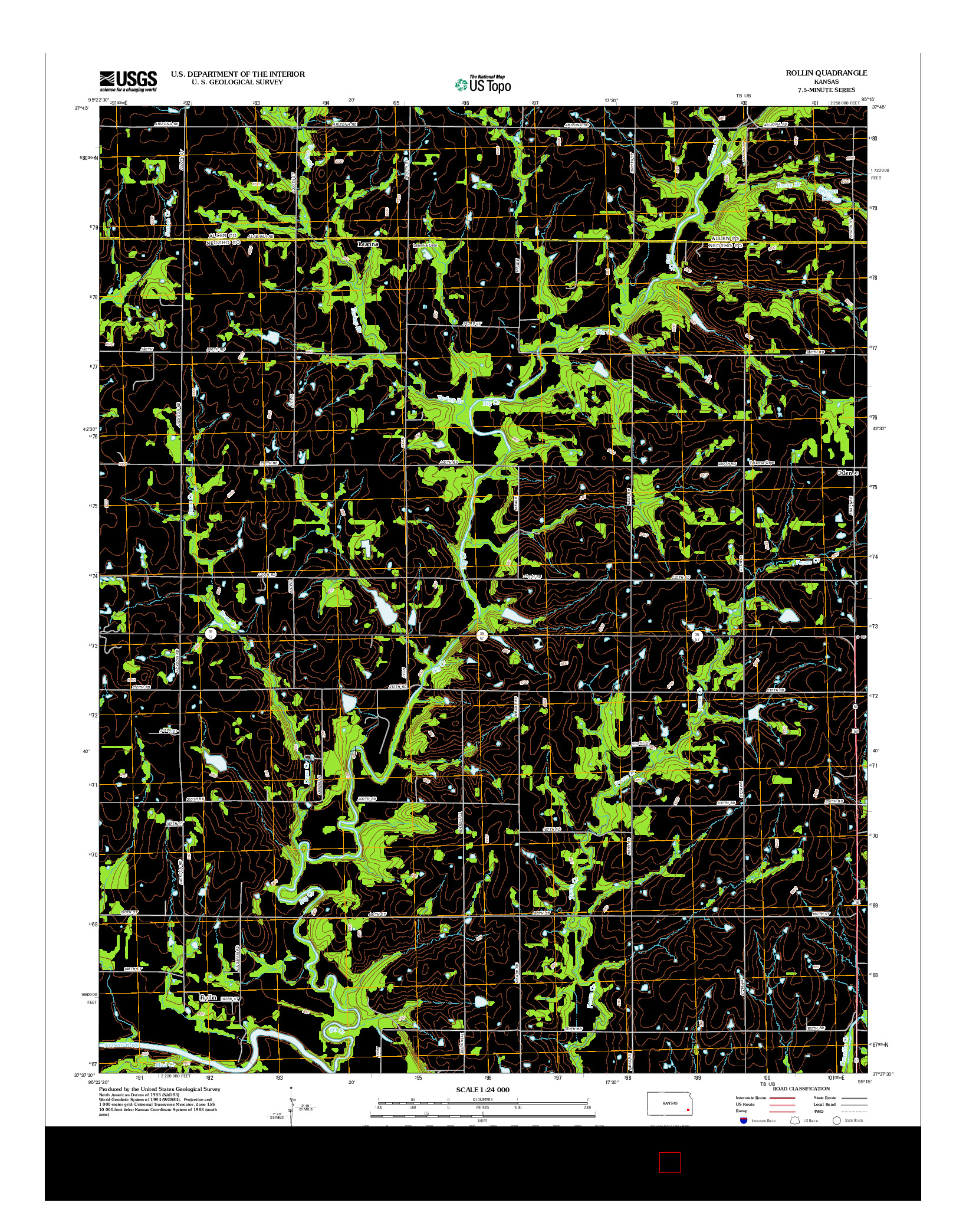 USGS US TOPO 7.5-MINUTE MAP FOR ROLLIN, KS 2012