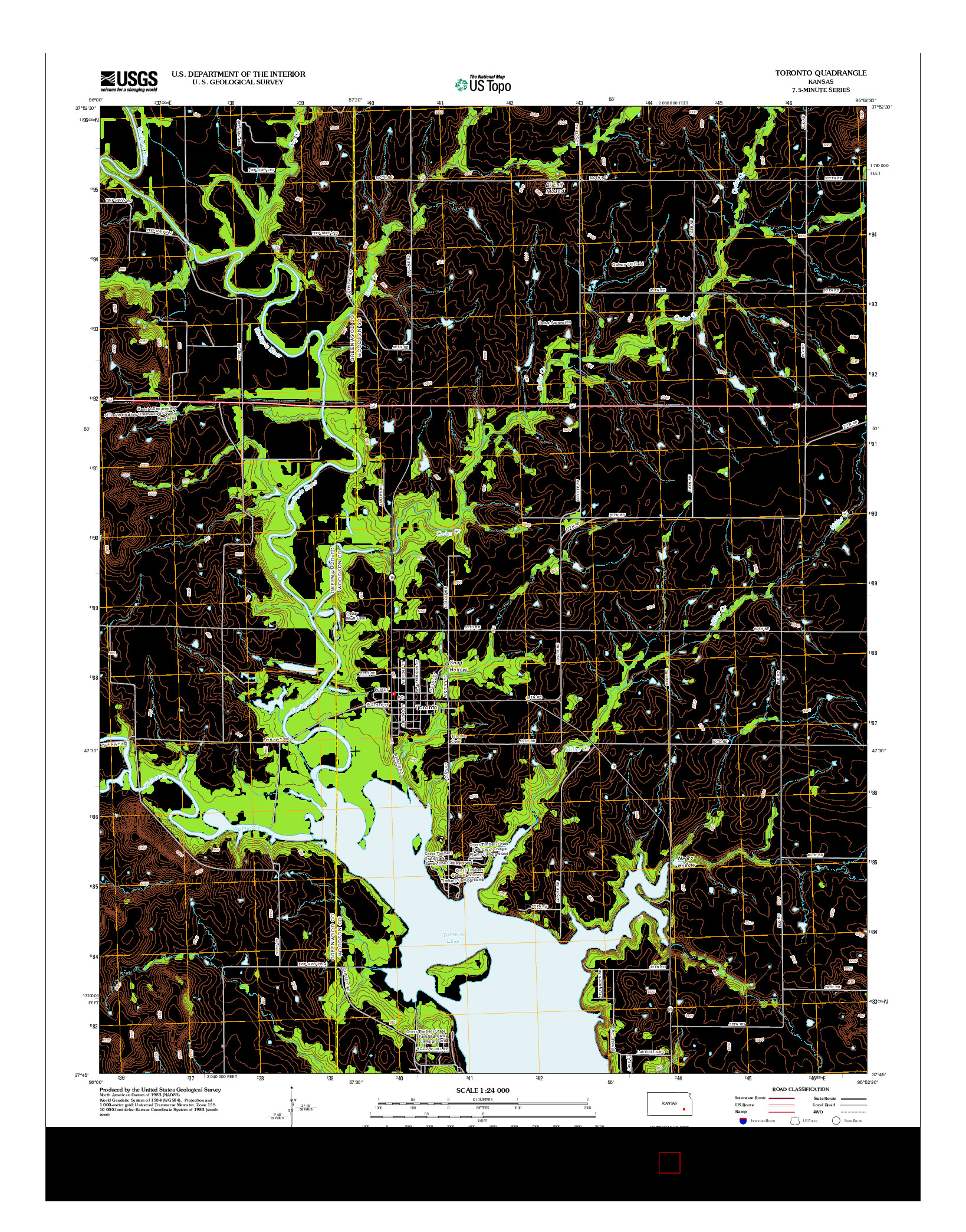USGS US TOPO 7.5-MINUTE MAP FOR TORONTO, KS 2012