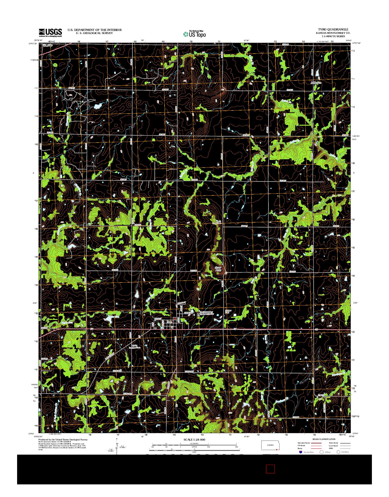 USGS US TOPO 7.5-MINUTE MAP FOR TYRO, KS 2012