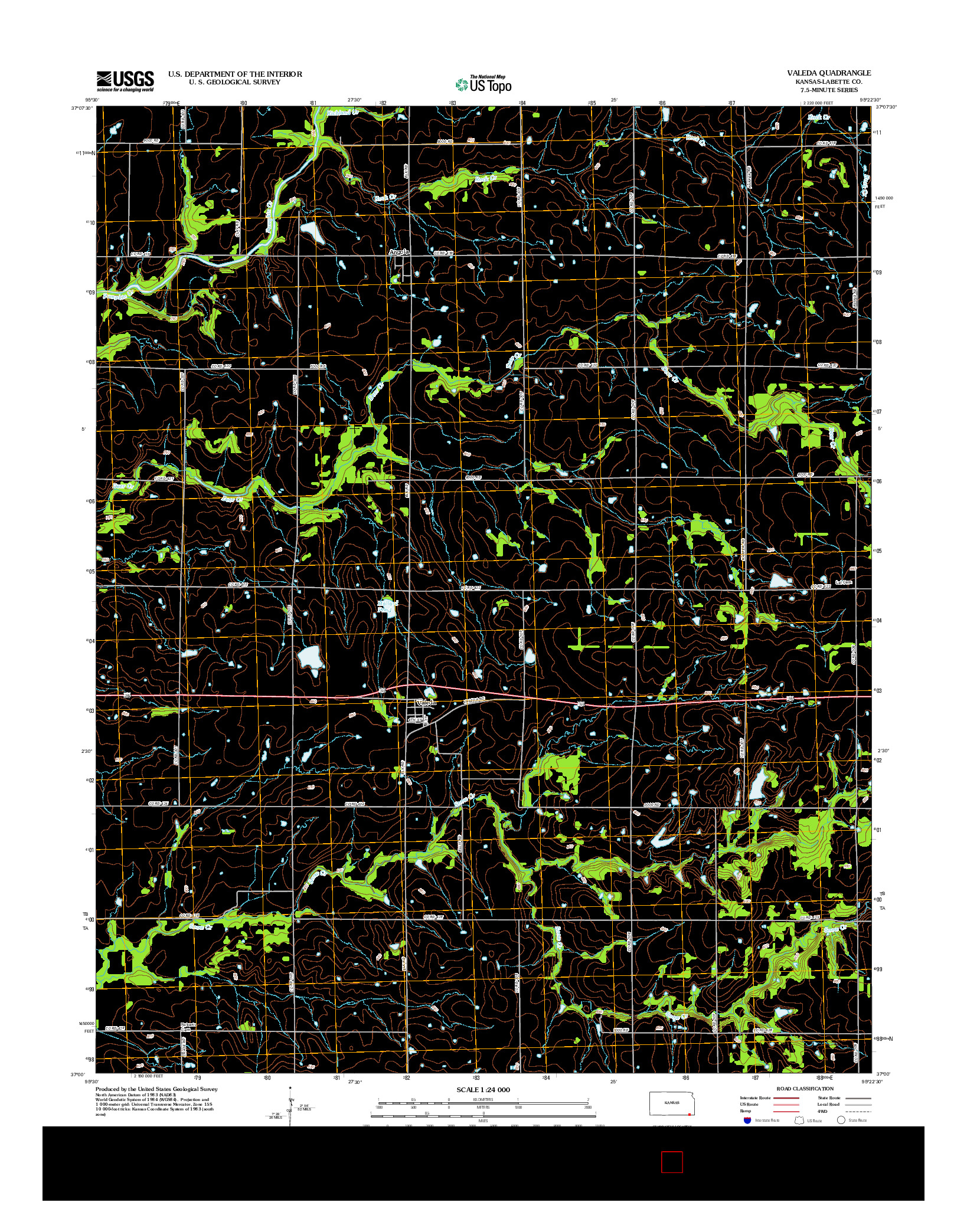 USGS US TOPO 7.5-MINUTE MAP FOR VALEDA, KS 2012