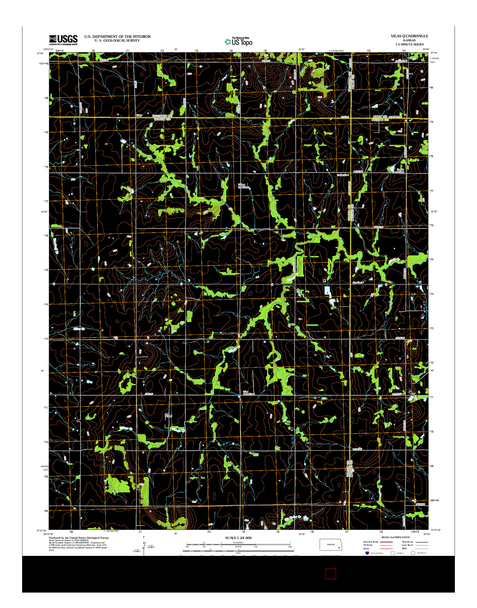 USGS US TOPO 7.5-MINUTE MAP FOR VILAS, KS 2012