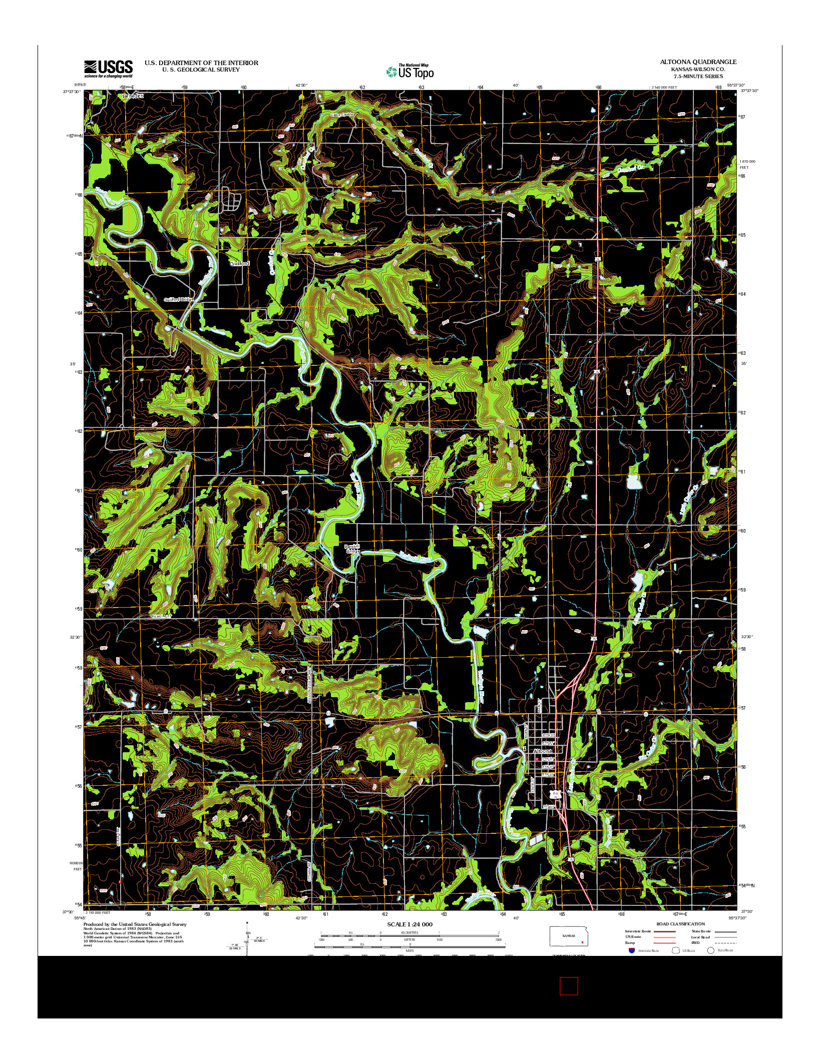 USGS US TOPO 7.5-MINUTE MAP FOR ALTOONA, KS 2012