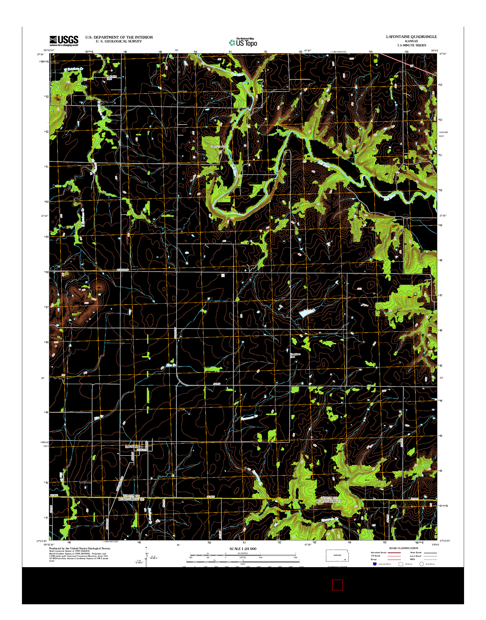 USGS US TOPO 7.5-MINUTE MAP FOR LAFONTAINE, KS 2012