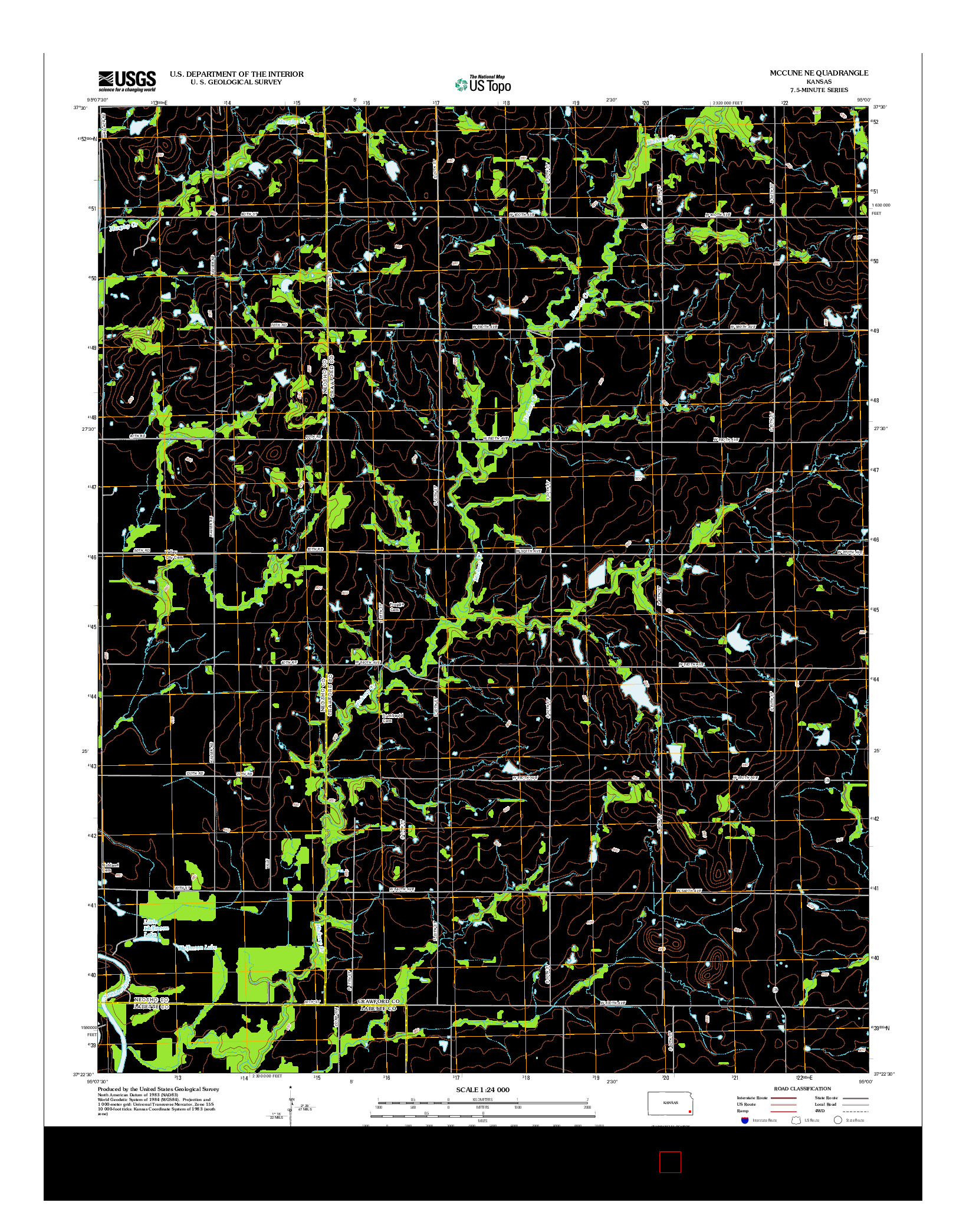 USGS US TOPO 7.5-MINUTE MAP FOR MCCUNE NE, KS 2012