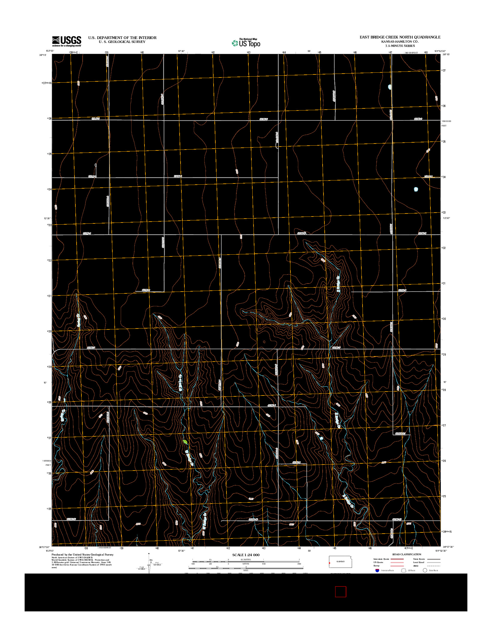 USGS US TOPO 7.5-MINUTE MAP FOR EAST BRIDGE CREEK NORTH, KS 2012