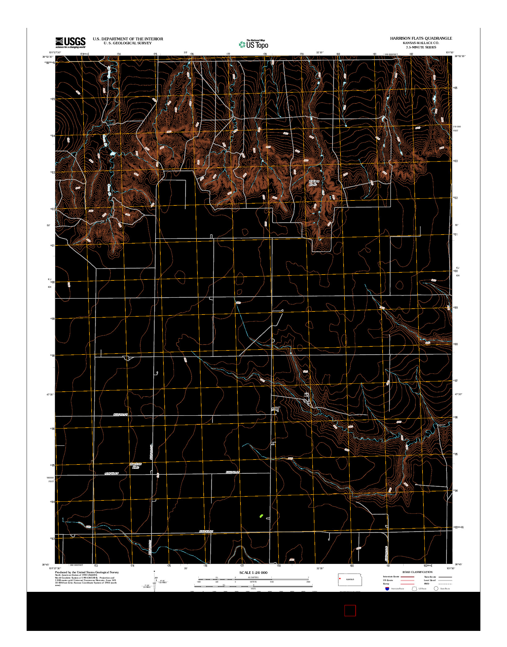 USGS US TOPO 7.5-MINUTE MAP FOR HARRISON FLATS, KS 2012